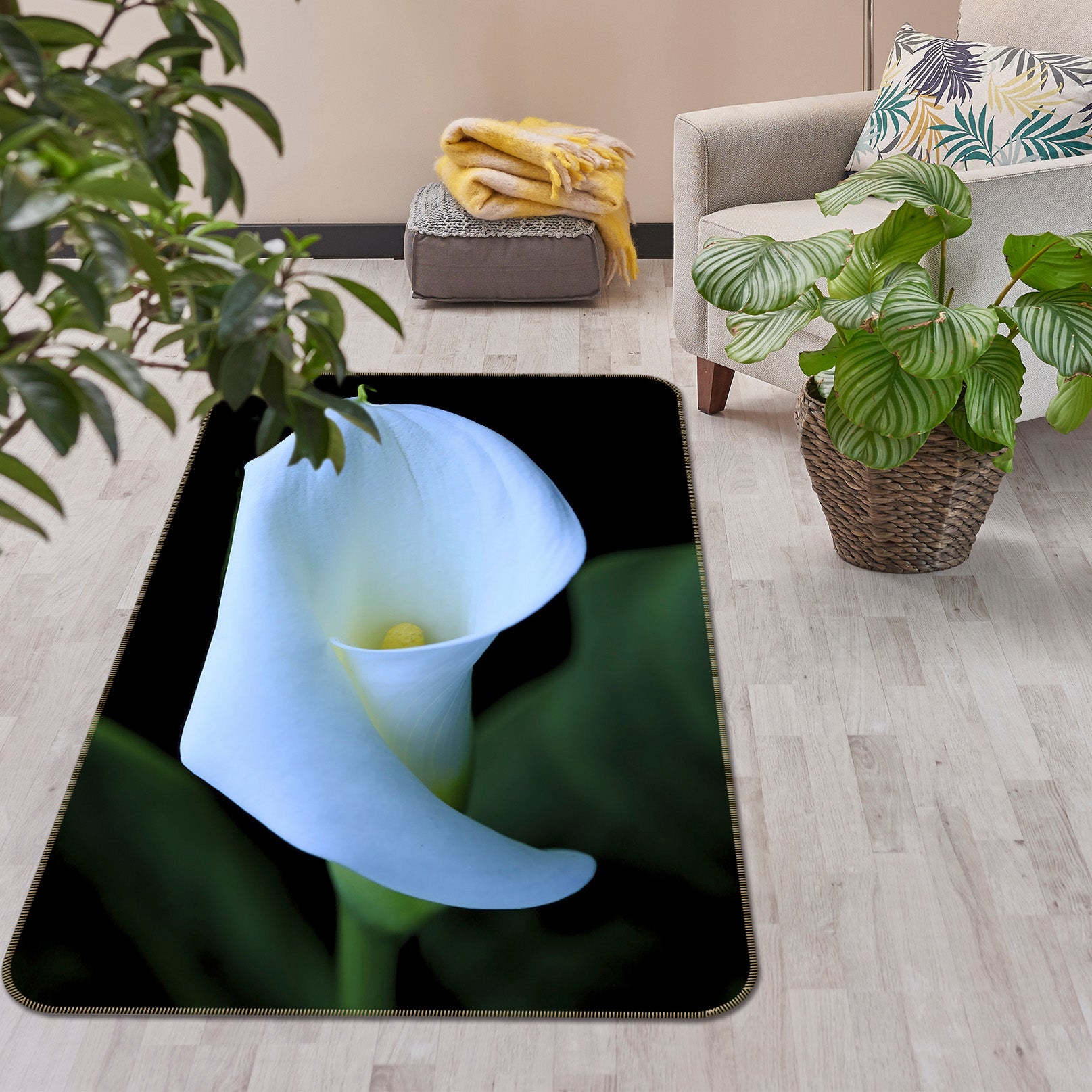 3D Lily Blossoms 1137 Kathy Barefield Rug Non Slip Rug Mat