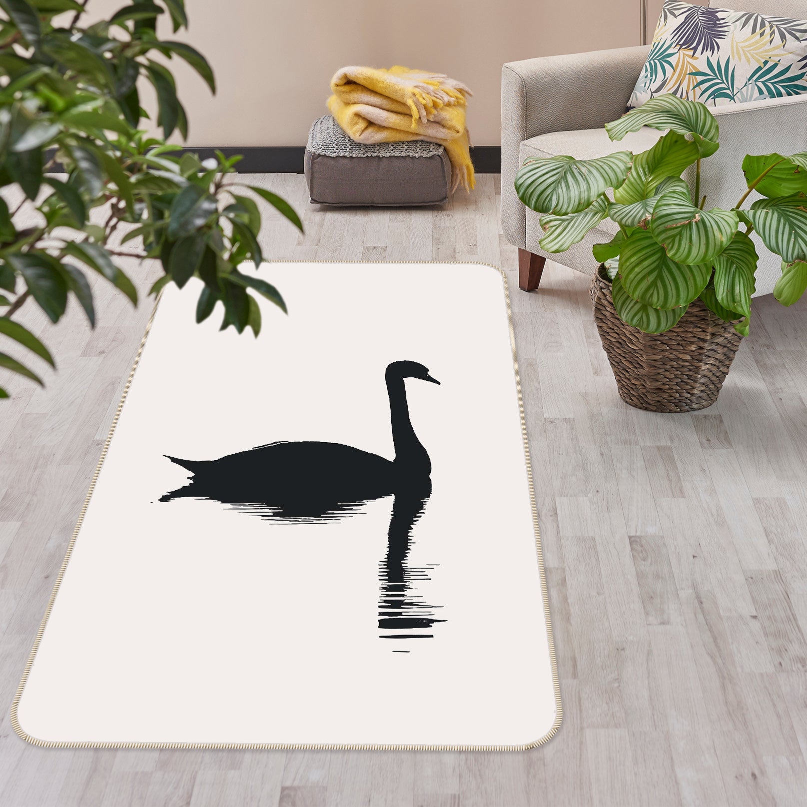 3D Swan River 1127 Boris Draschoff Rug Non Slip Rug Mat