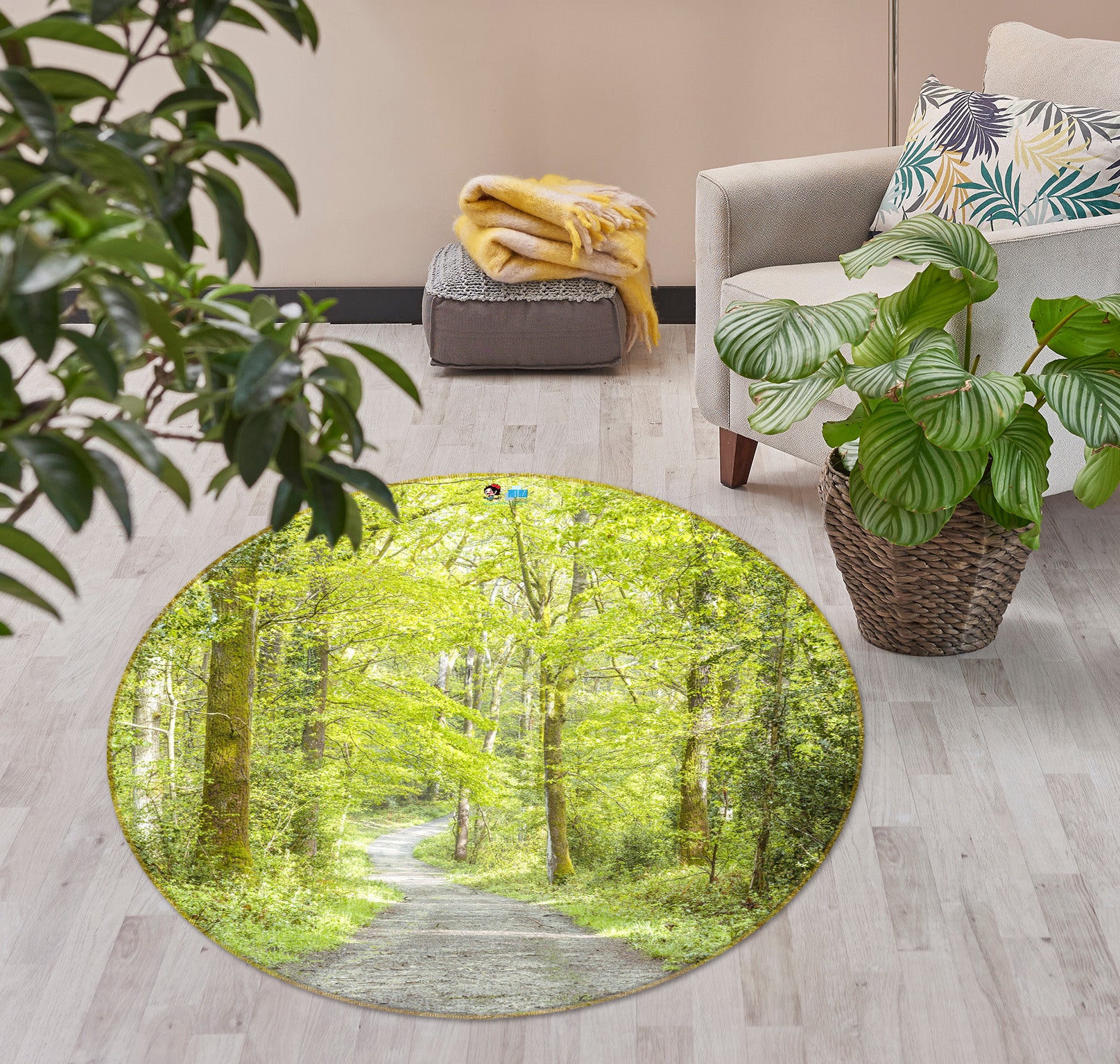 3D Spring Woods 7408 Assaf Frank Rug Round Non Slip Rug Mat