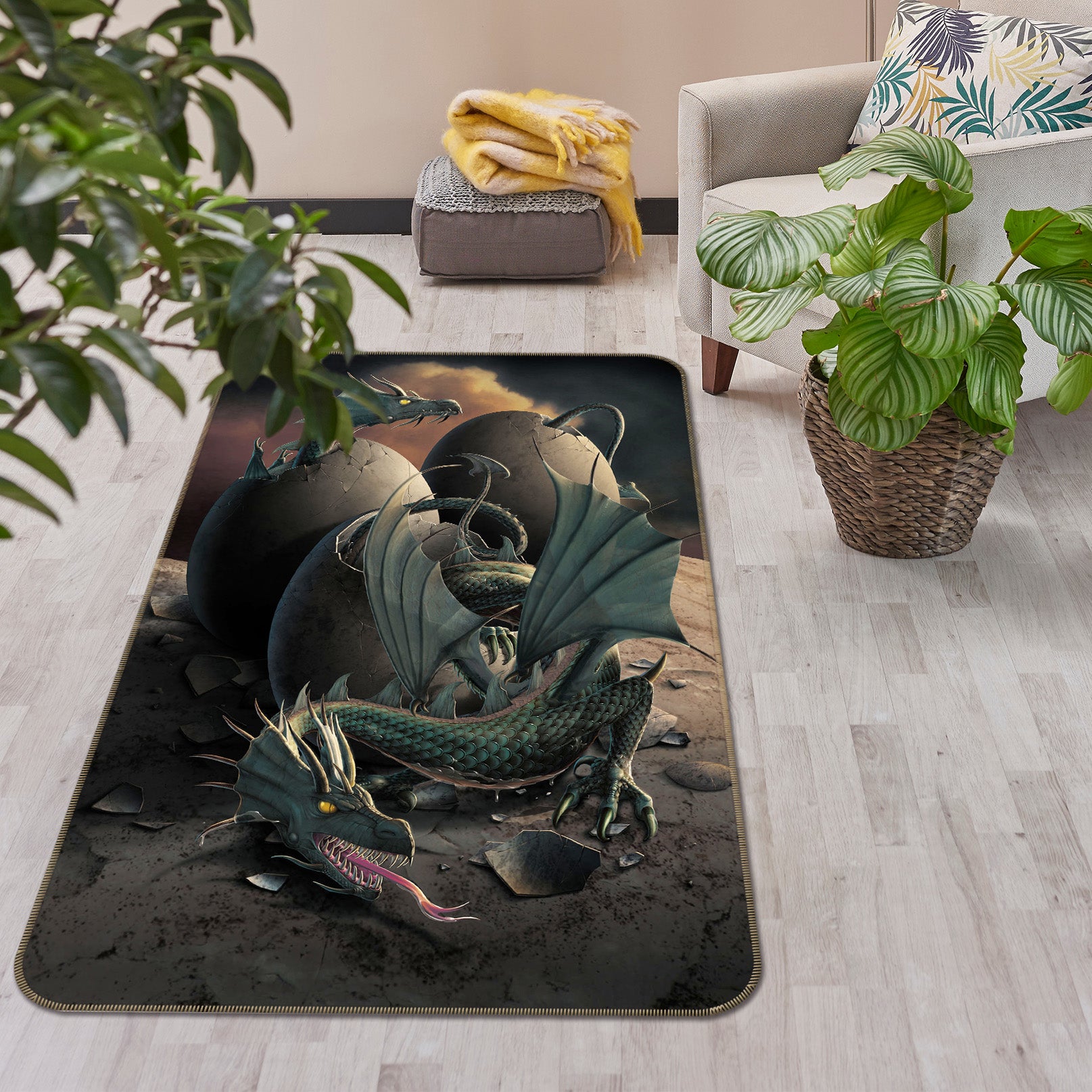 3D Dragon Offspring 1032 Vincent Hie Rug Non Slip Rug Mat