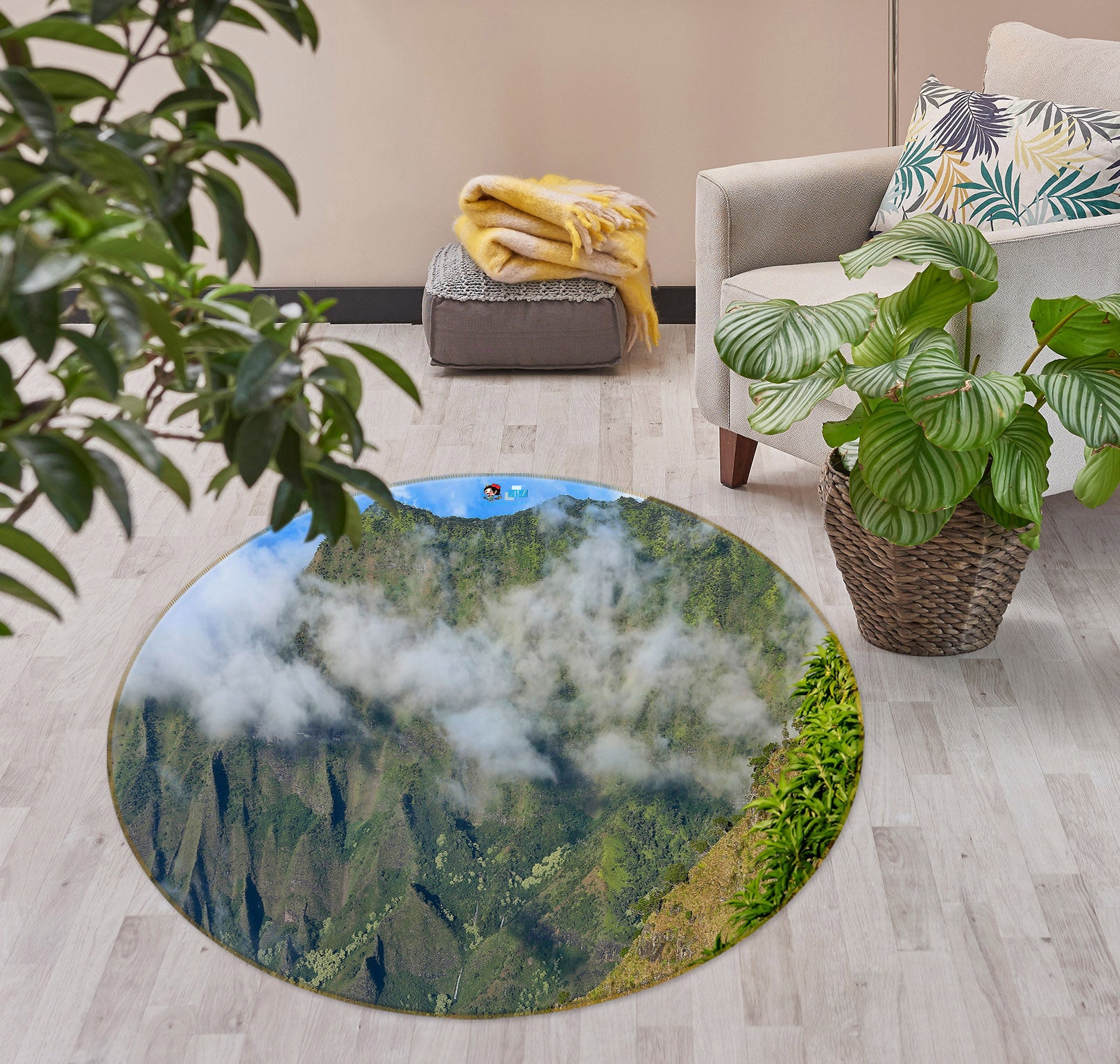 3D Mountain Rock 11196 Kathy Barefield Rug Round Non Slip Rug Mat