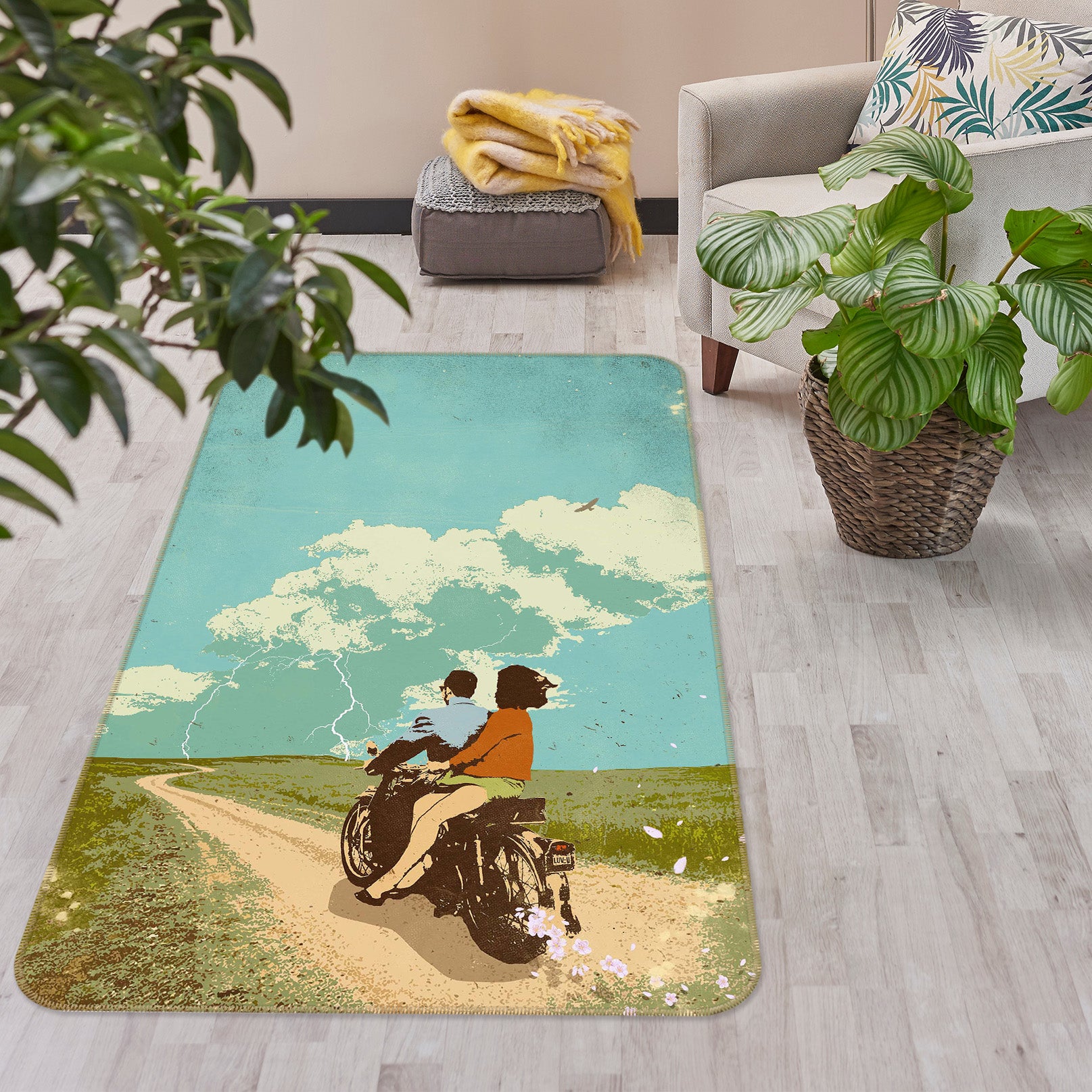 3D Motorcycle Travel 1015 Showdeer Rug Non Slip Rug Mat