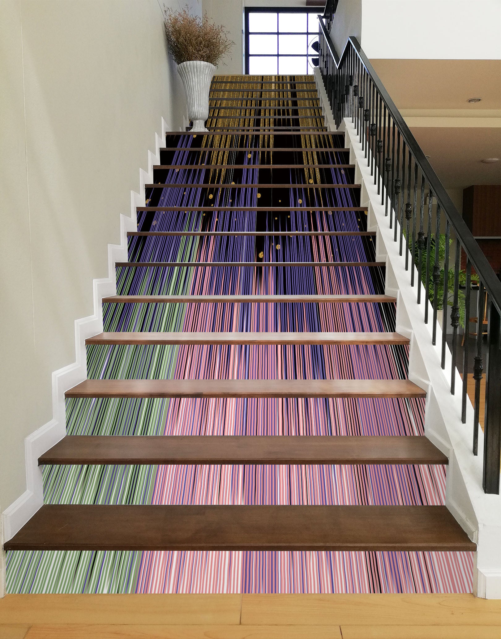 3D Colored Pastel Interlaced 597 Stair Risers