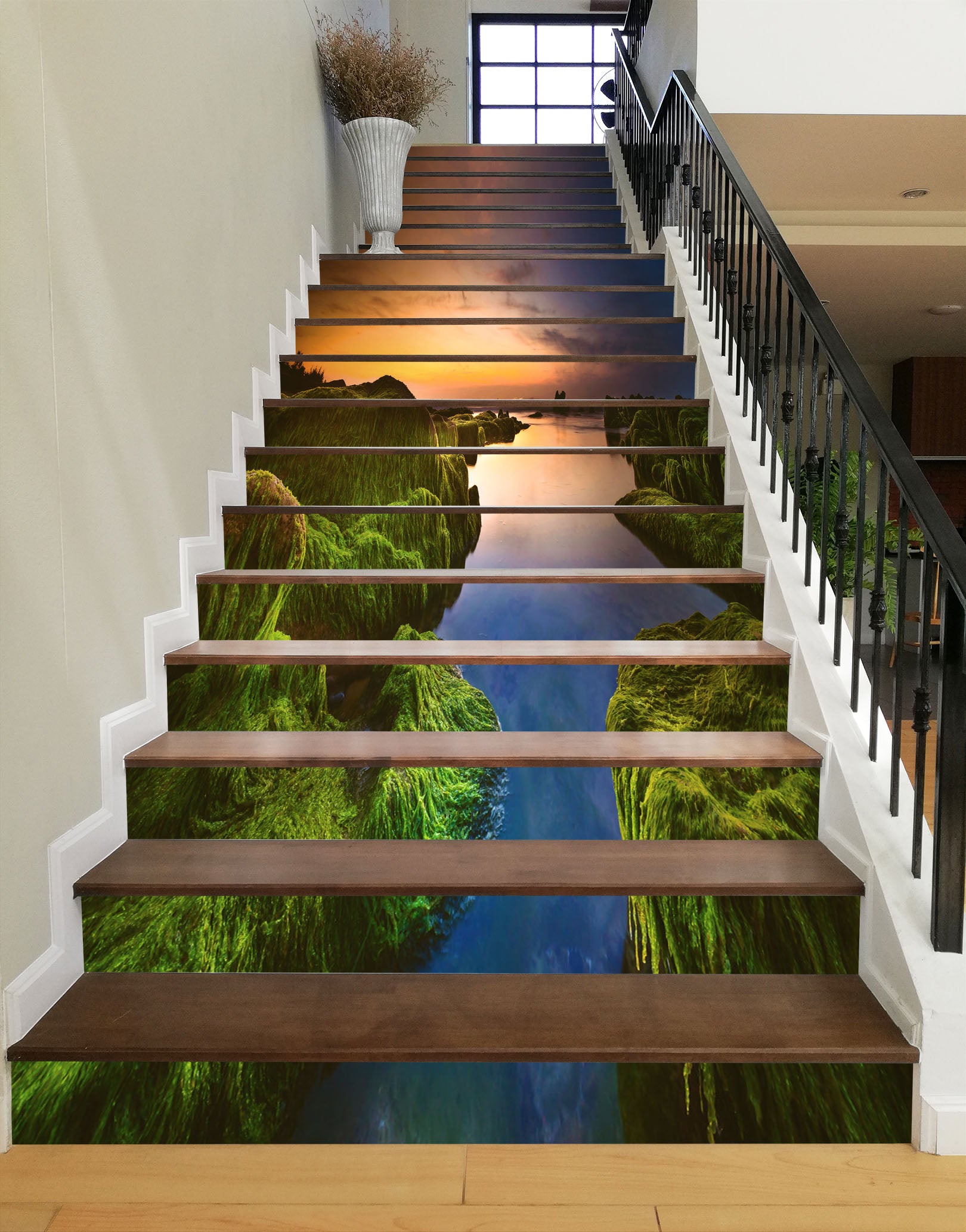 3D Calm And Picturesque Lake 637 Stair Risers