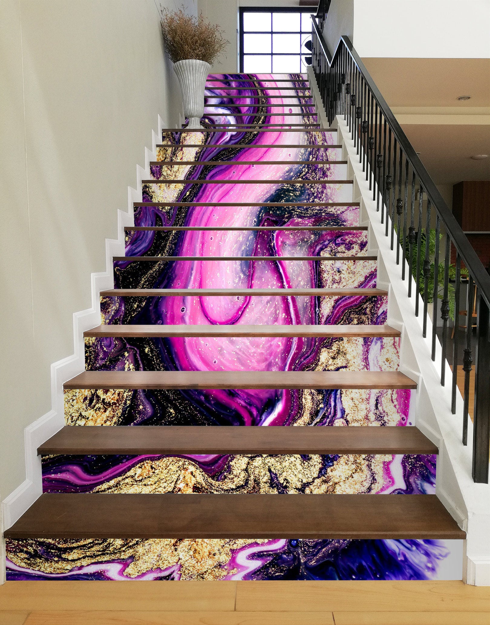 3D Purple Stagnant Texture 488 Stair Risers