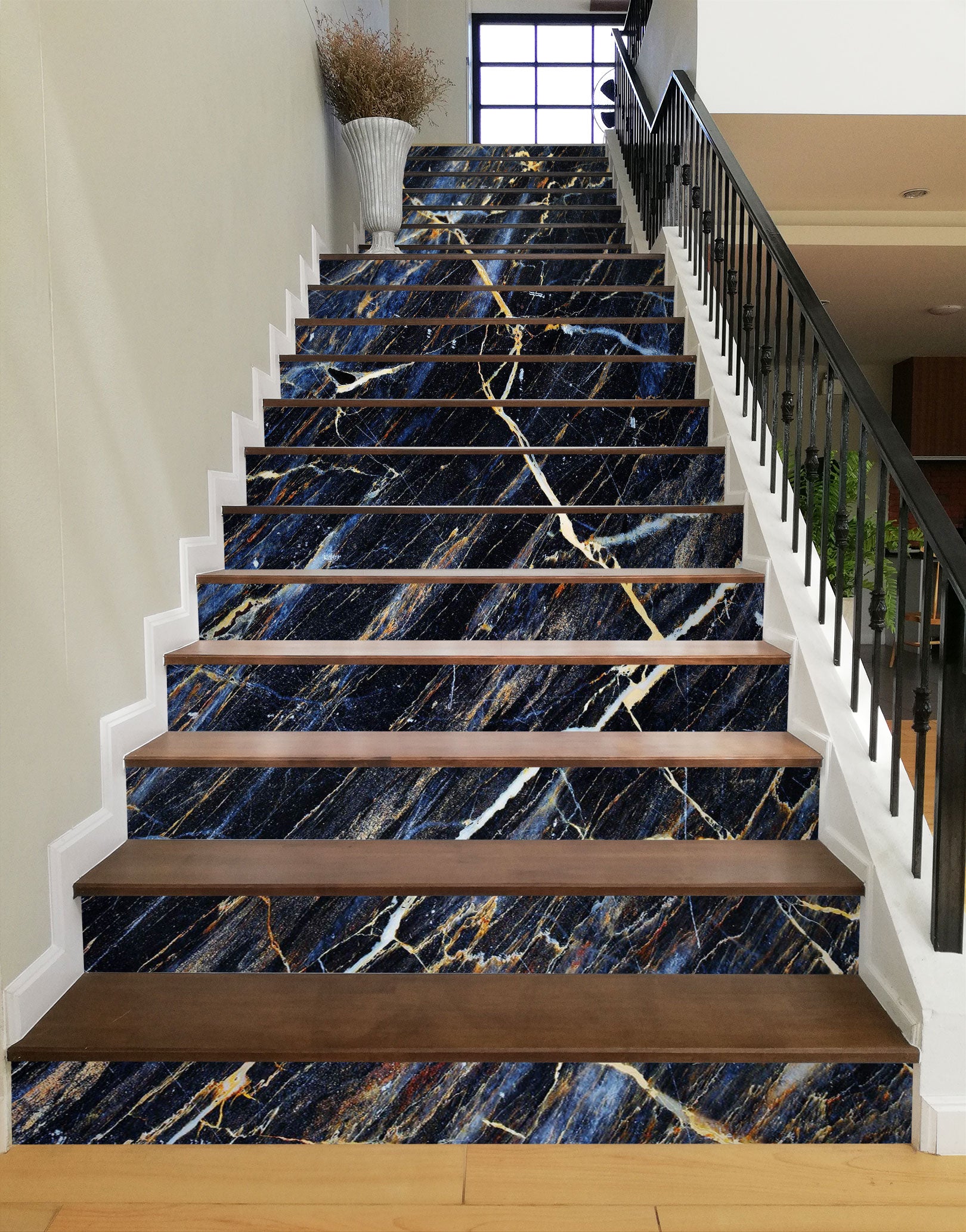 3D Black Cracked Texture 460 Stair Risers