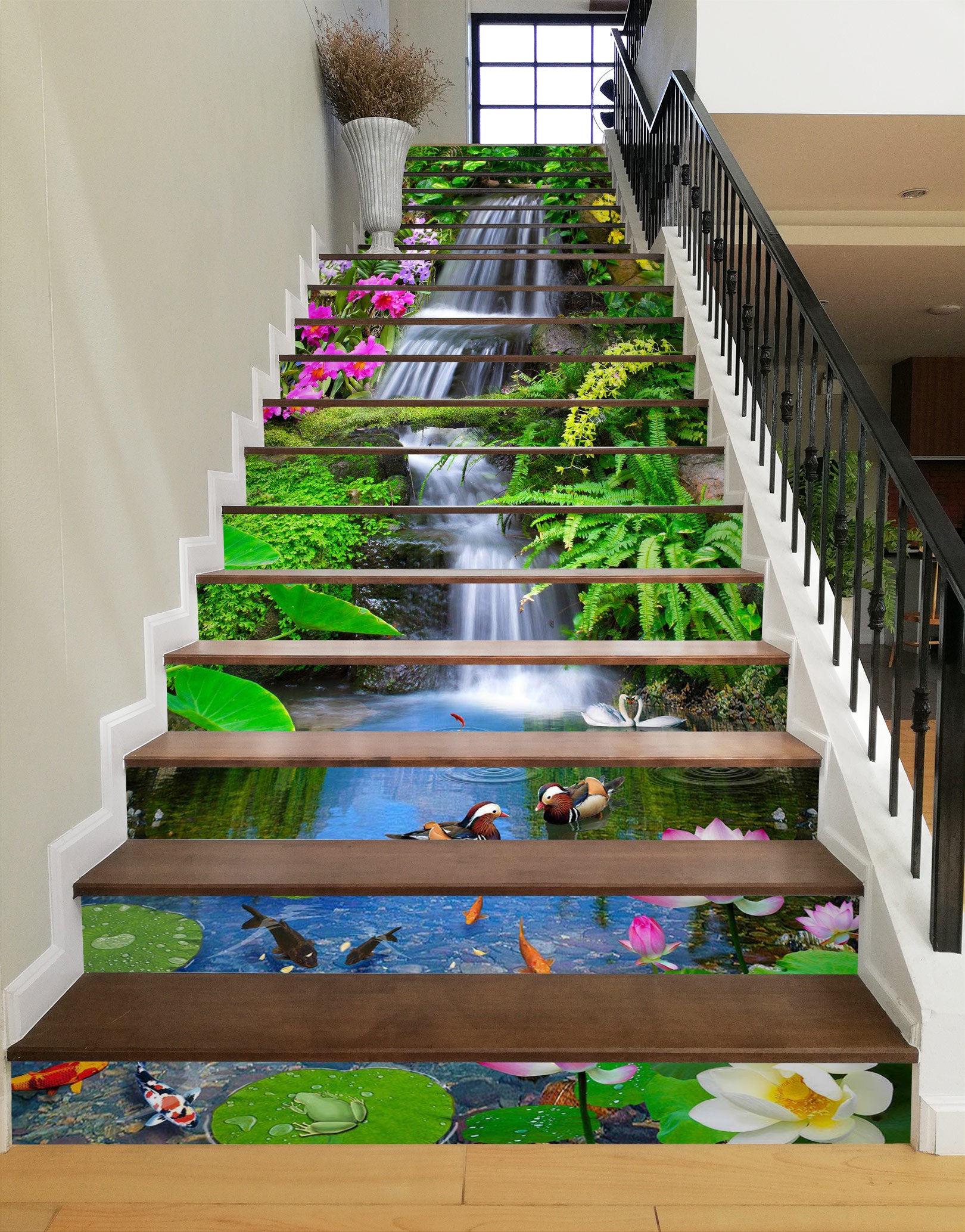 3D Scenic Waterfall 051 Stair Risers
