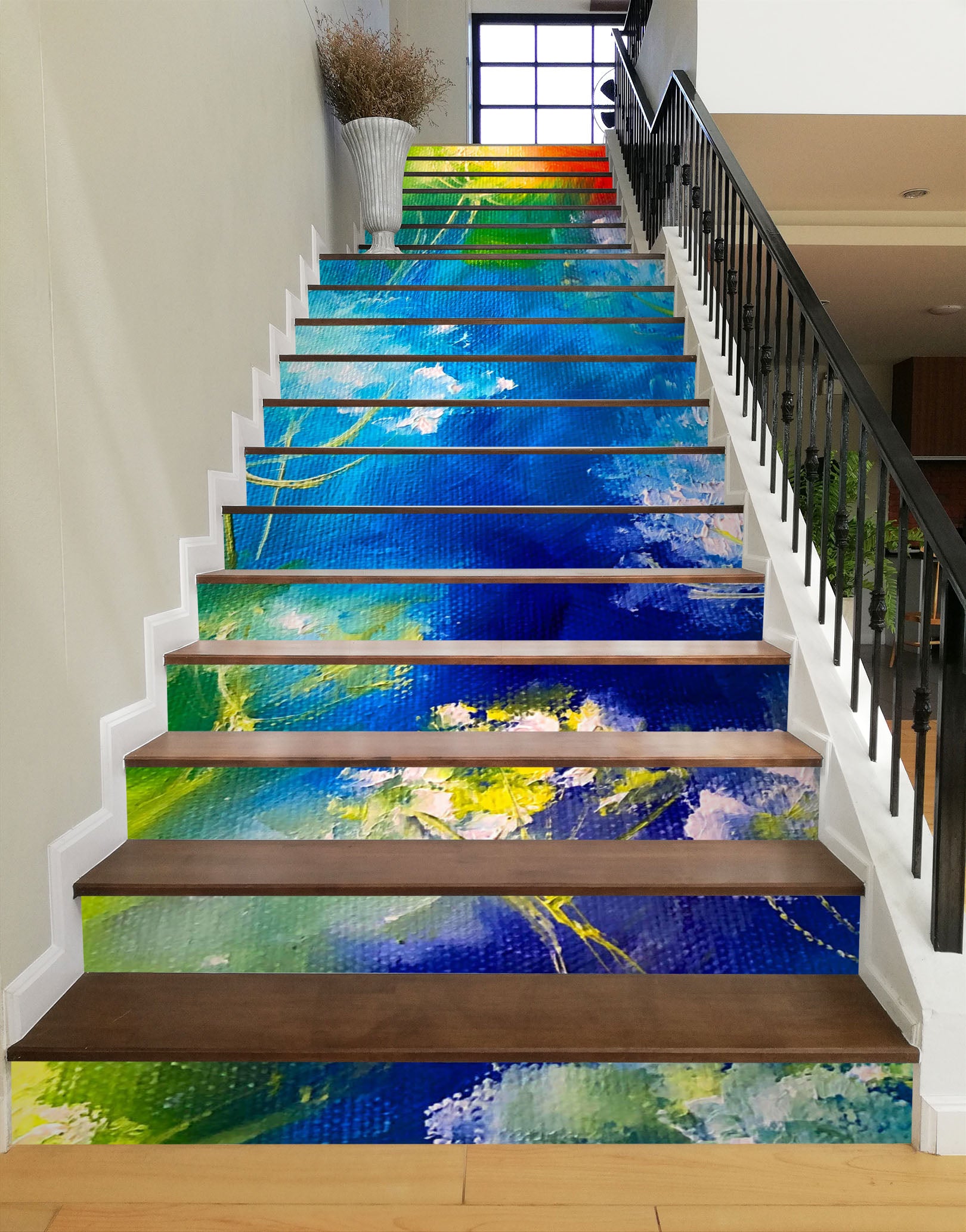 3D Blue Flower 2220 Skromova Marina Stair Risers