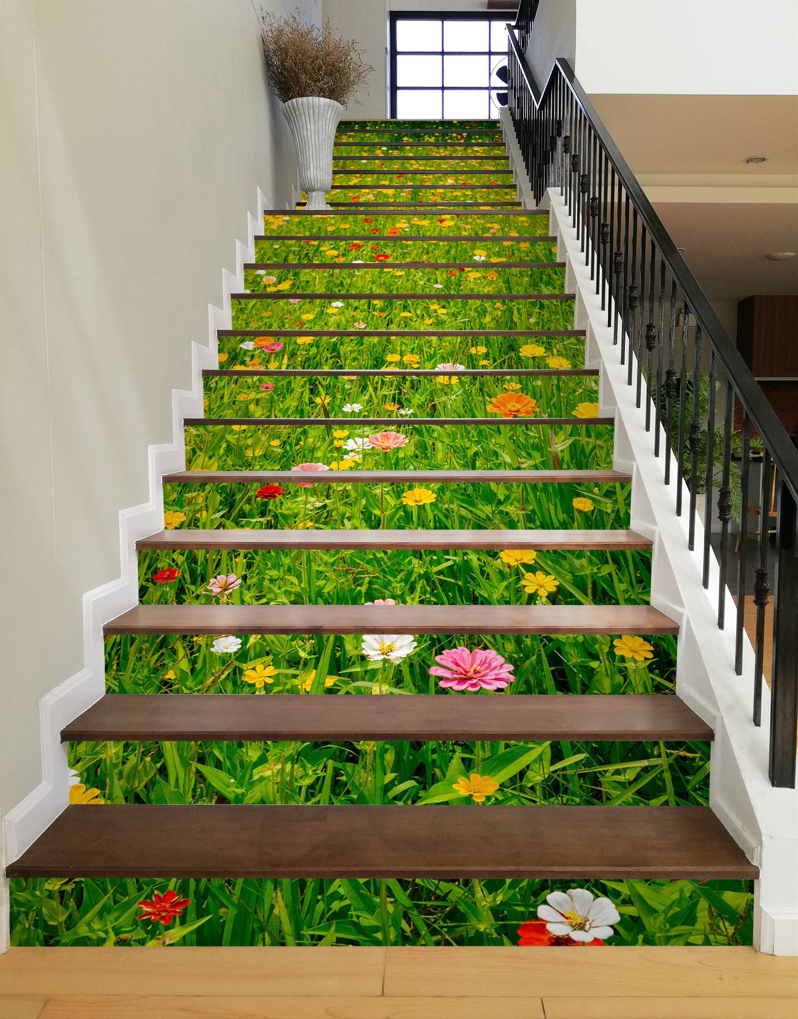3D Flowers Meadow 534 Stair Risers