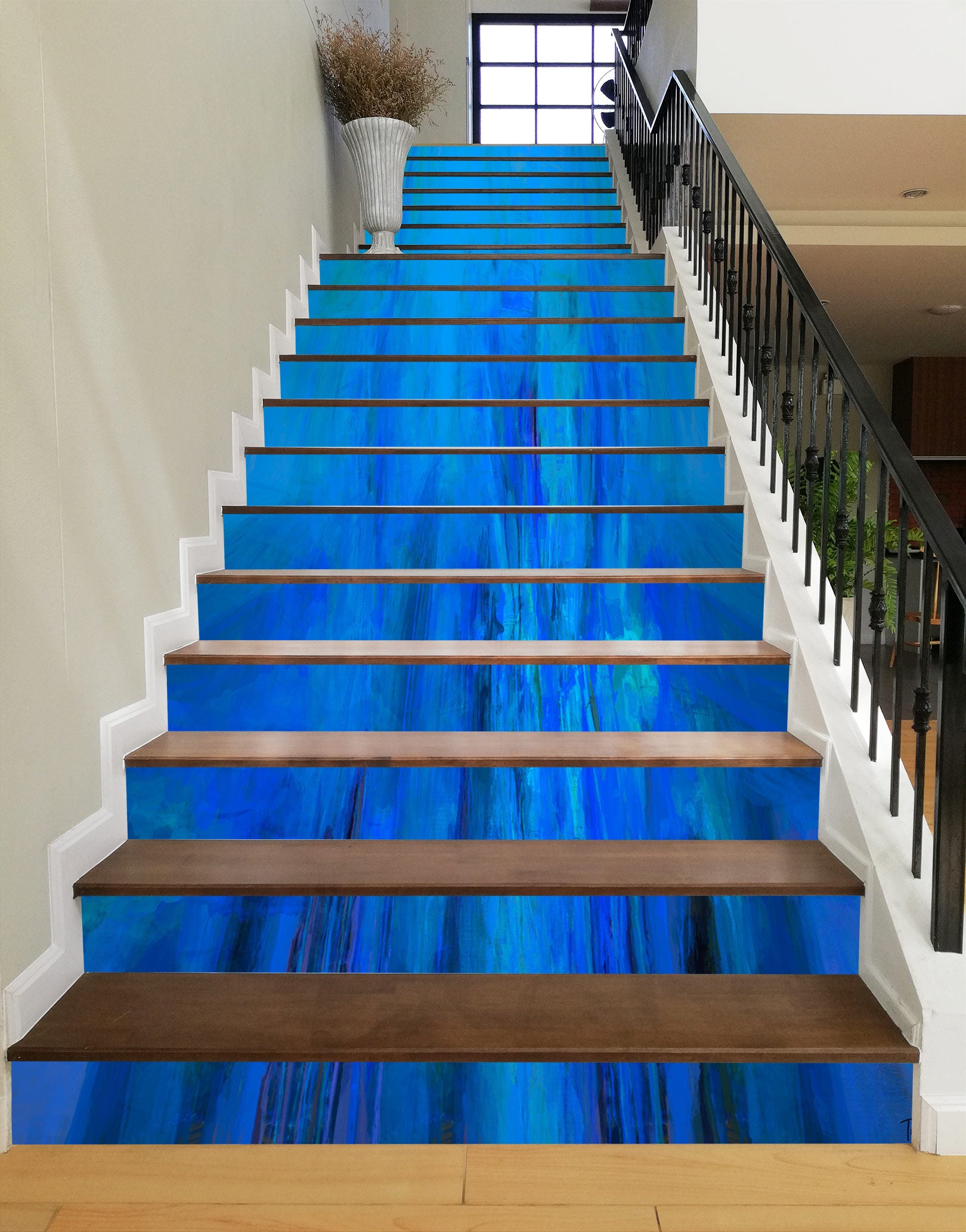 3D Blue Pattern 9471 Michael Tienhaara Stair Risers