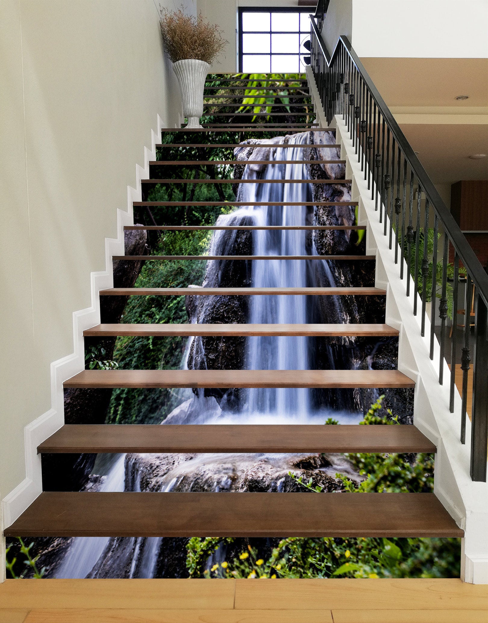 3D Long Flowing Waterfall 295 Stair Risers