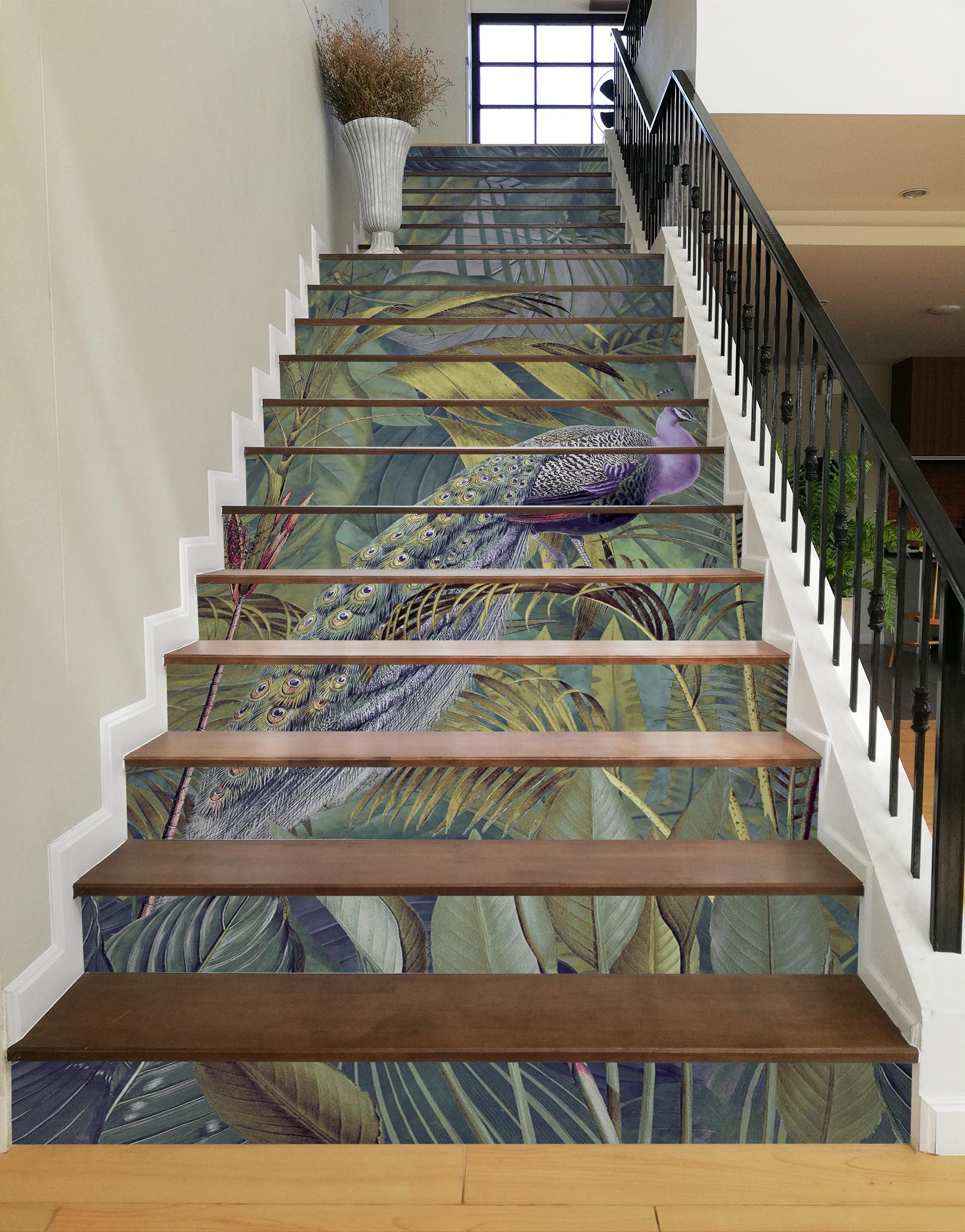 3D Peacock Jungle Pattern 10484 Andrea Haase Stair Risers