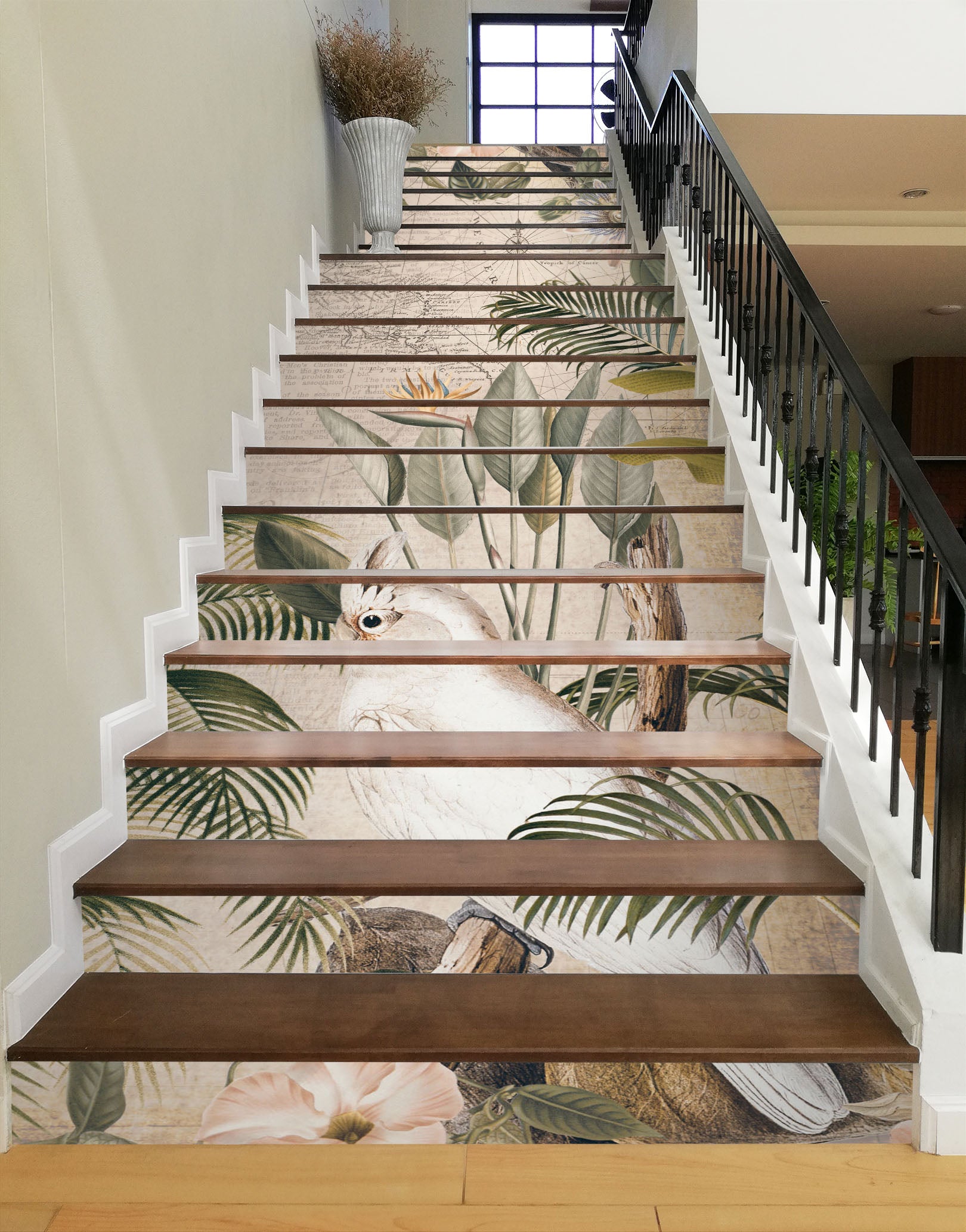 3D Tree Bird Leaves 11050 Andrea Haase Stair Risers