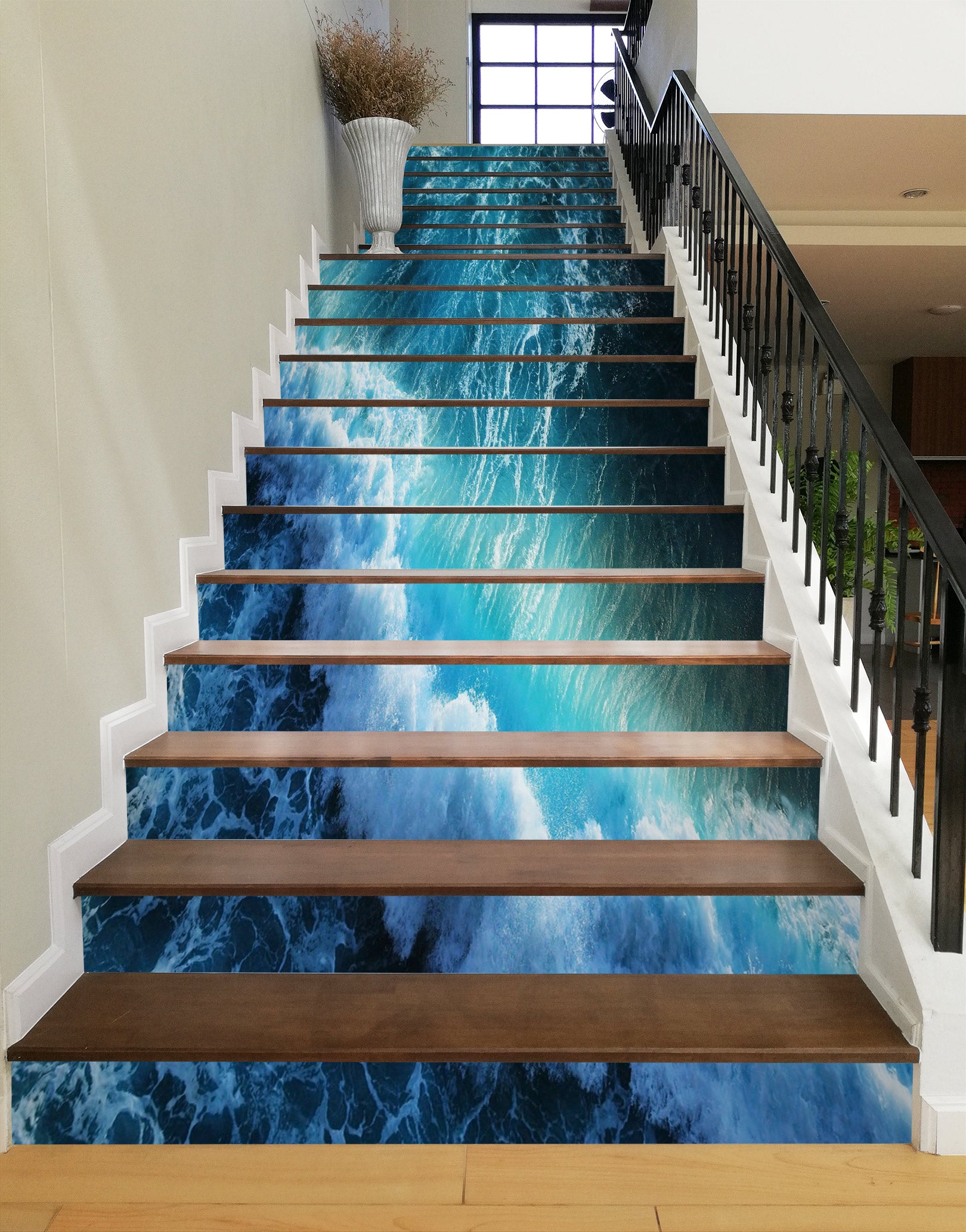 3D Blue Spray 018 Stair Risers