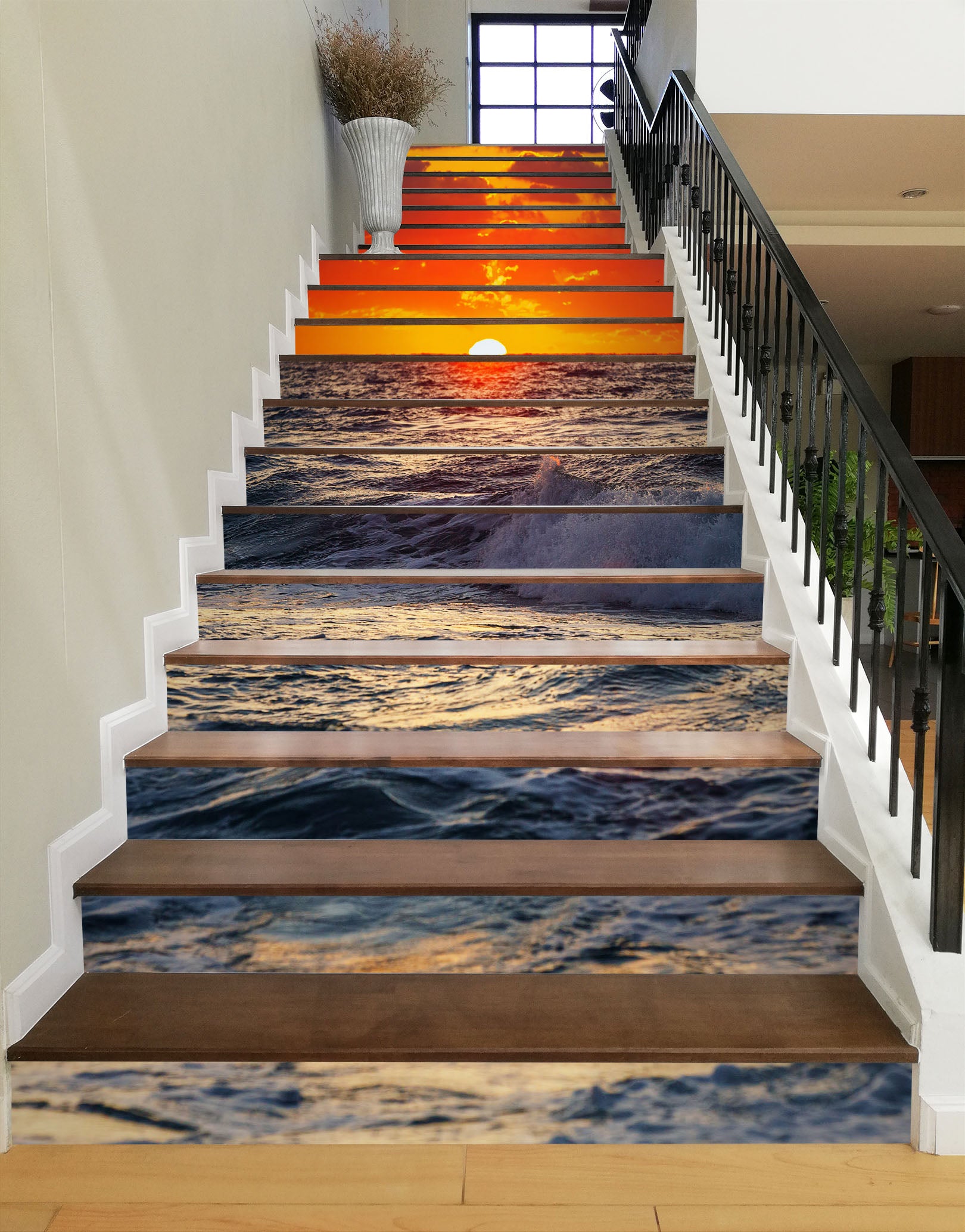 3D The Sunset Dyes The Sky Red 627 Stair Risers