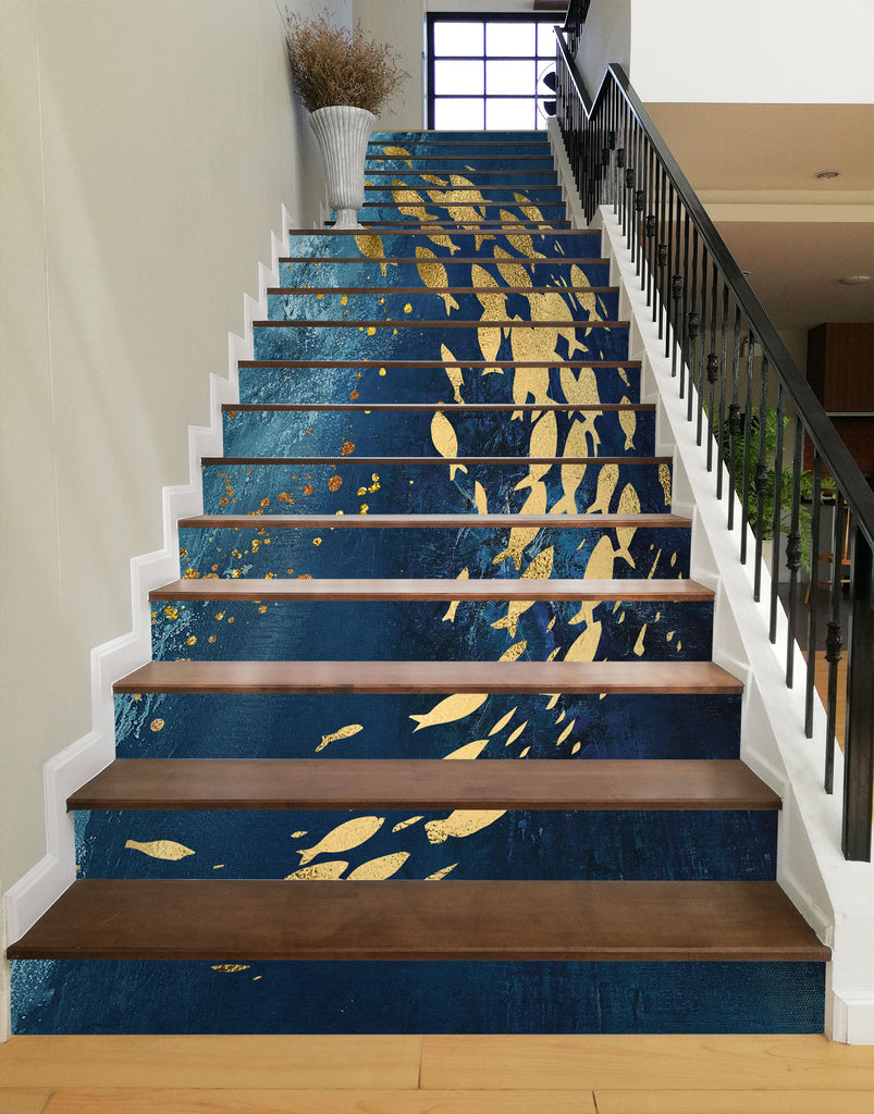 3D Directional Fish 538 Stair Risers | AJ Wallpaper