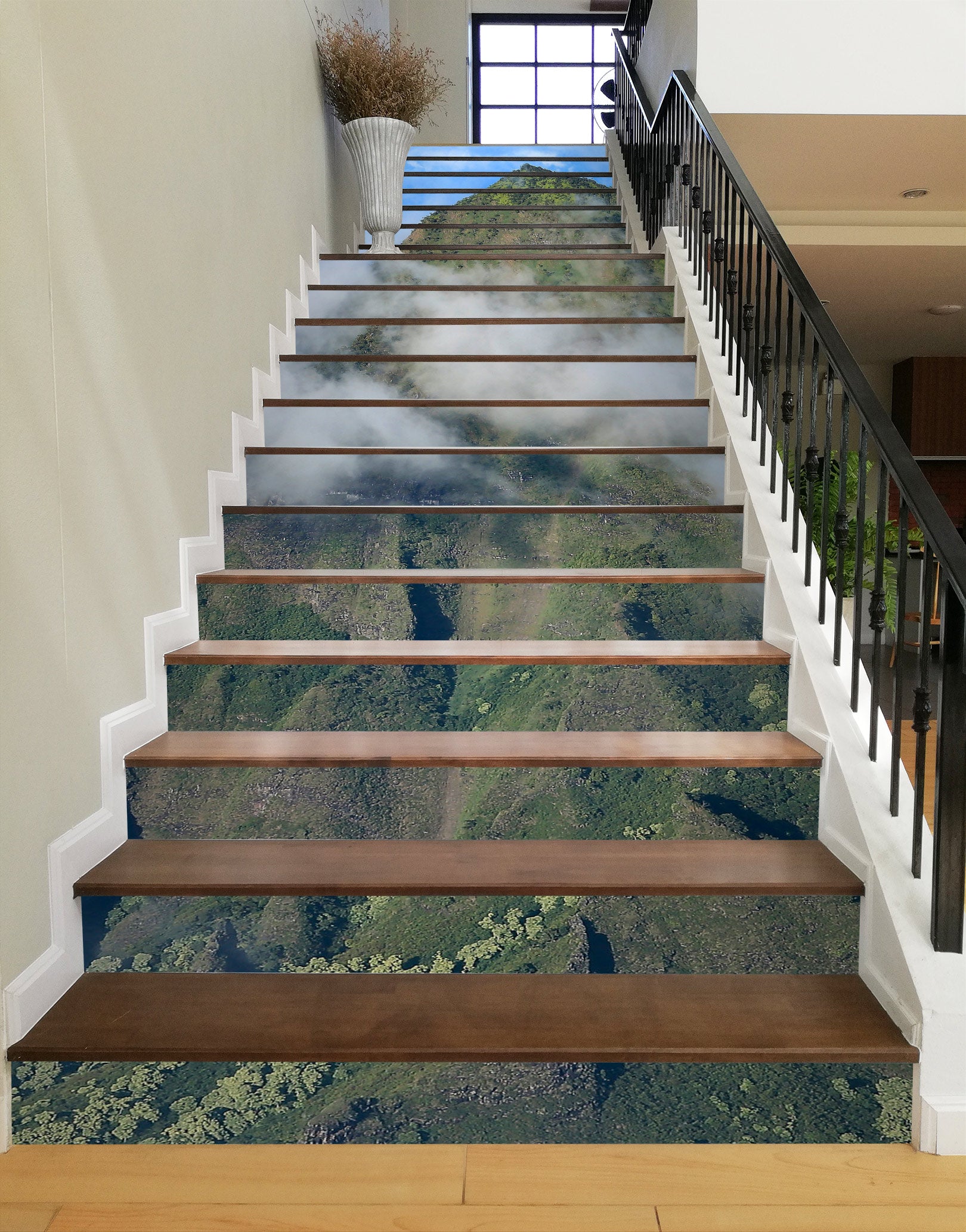 3D Mountains Cloud 101115 Kathy Barefield Stair Risers