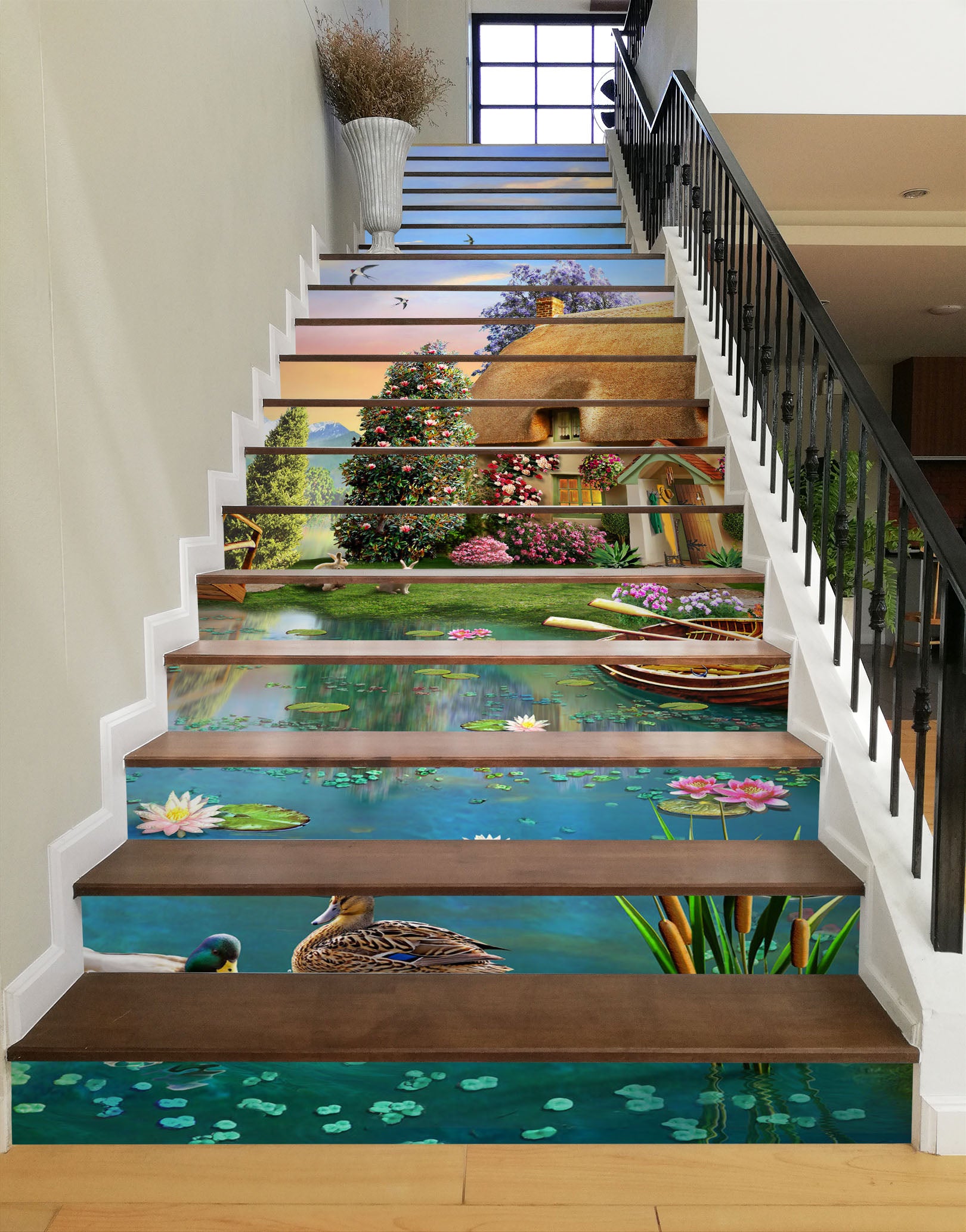 3D Lotus Pond Cottage 96206 Adrian Chesterman Stair Risers