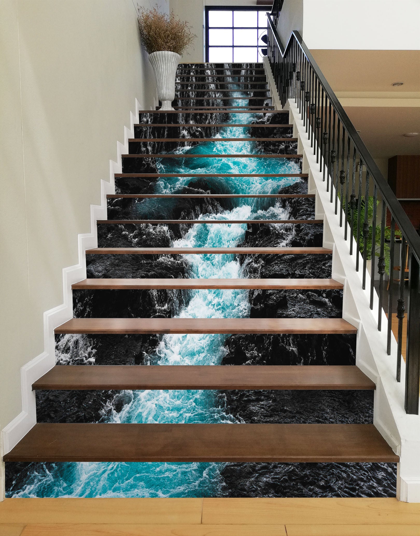 3D Azure Flowing 545 Stair Risers