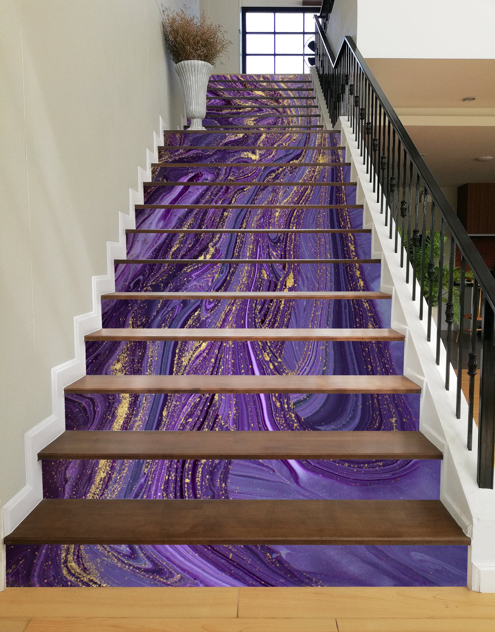 3D Purple Quicksand Texture 486 Stair Risers