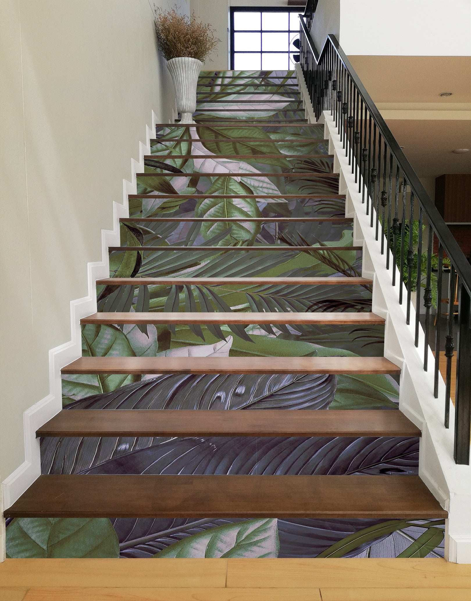 3D Green Leaves 10477 Andrea Haase Stair Risers
