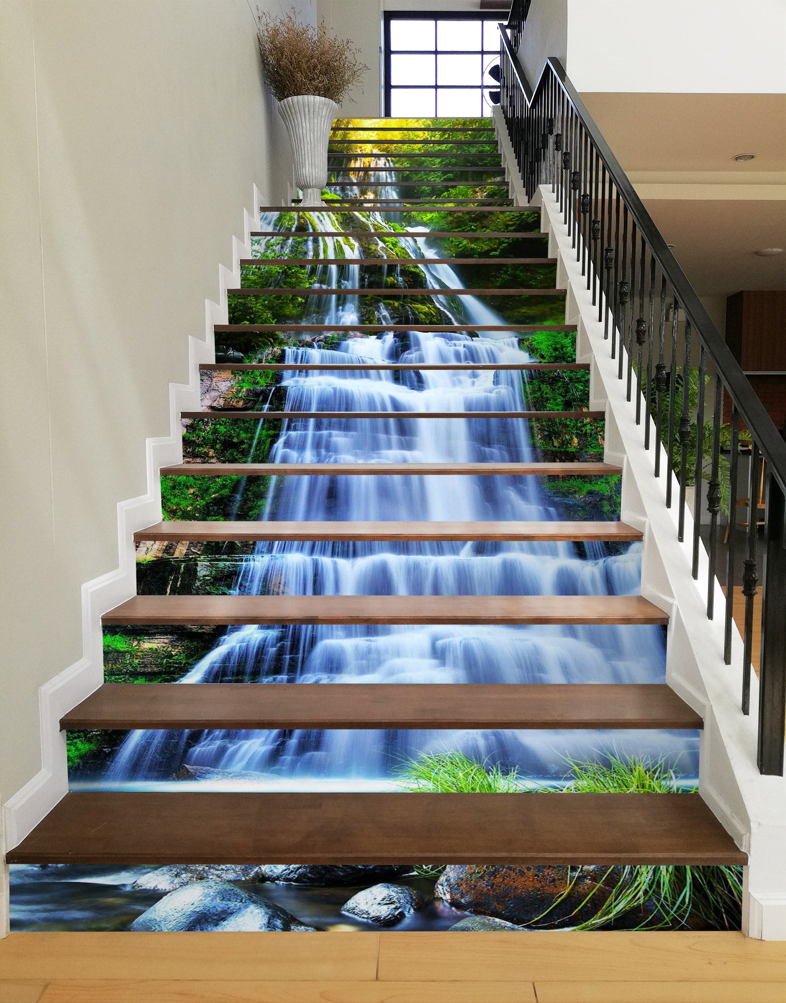3D Majestic Waterfall 044 Stair Risers