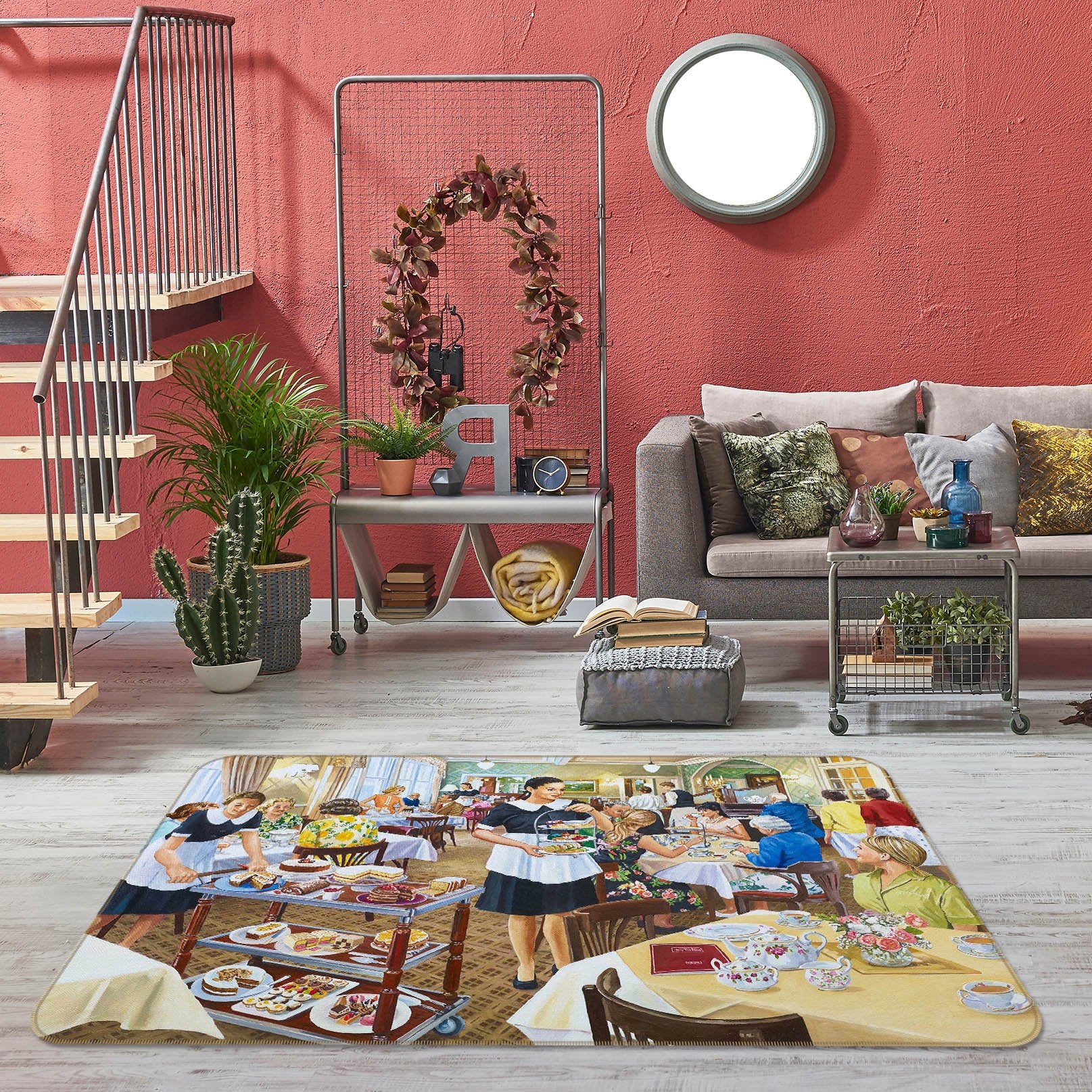 3D Afternoon Tea 1054 Trevor Mitchell Rug Non Slip Rug Mat Mat AJ Creativity Home 