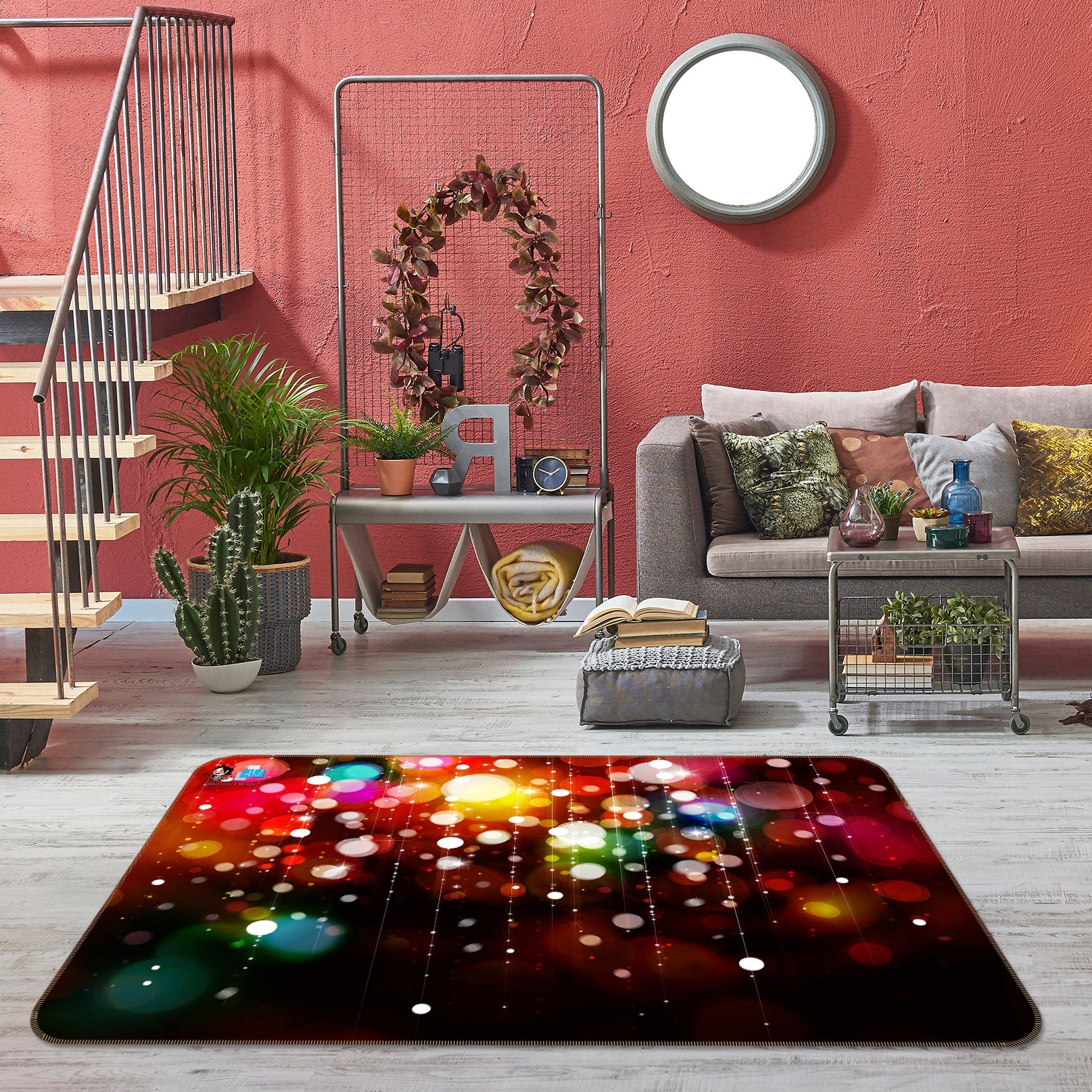 3D Multicolored Aperture 56209 Christmas Non Slip Rug Mat Xmas