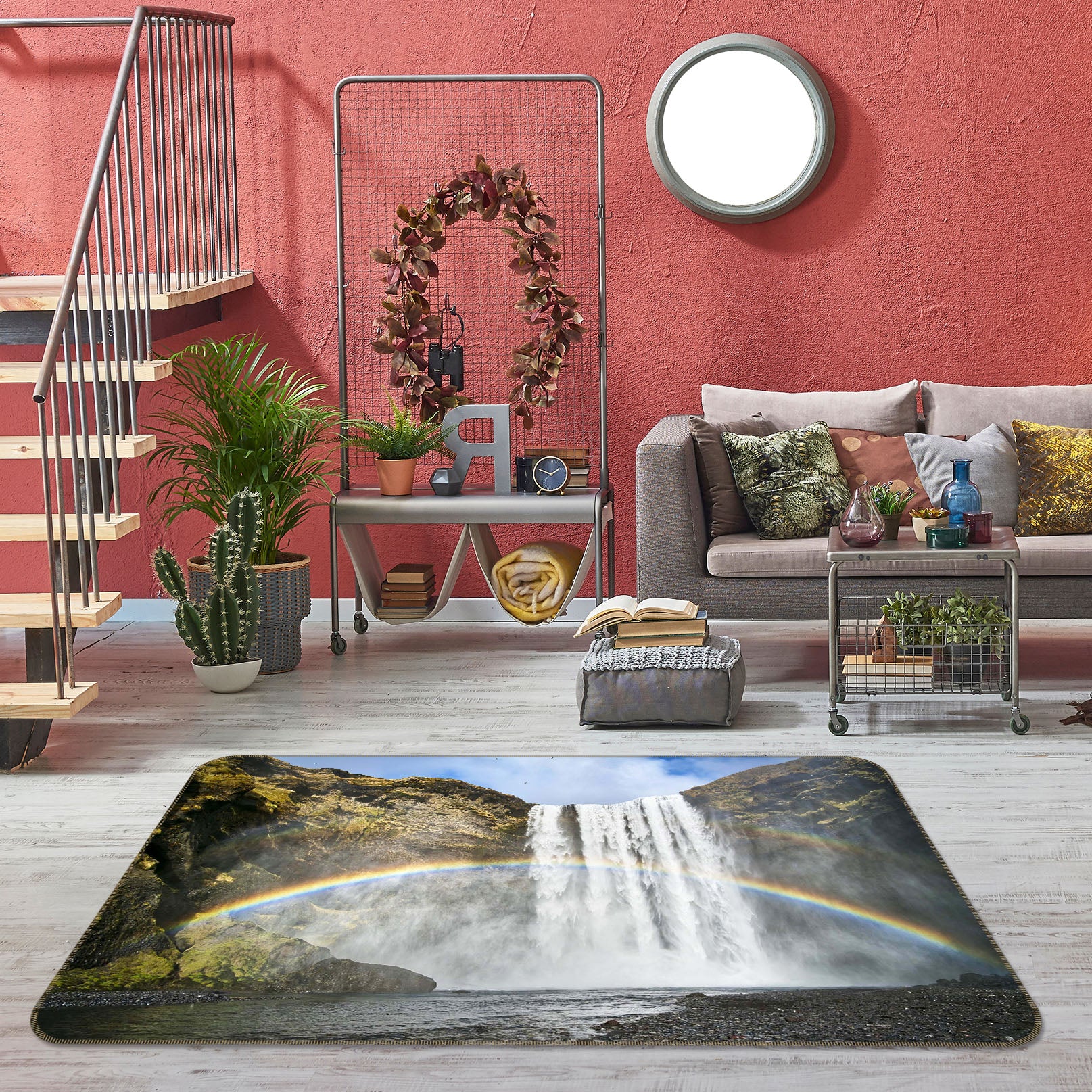 3D Rainbow Falls 1150 Marco Carmassi Rug Non Slip Rug Mat