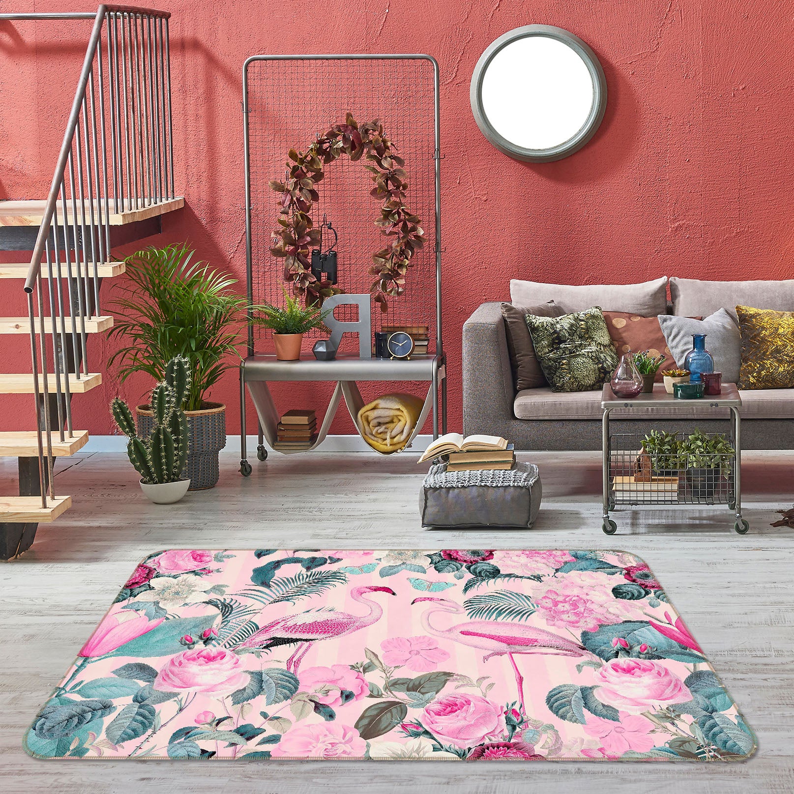 3D Pink Flamingo 1017 Andrea haase Rug Non Slip Rug Mat