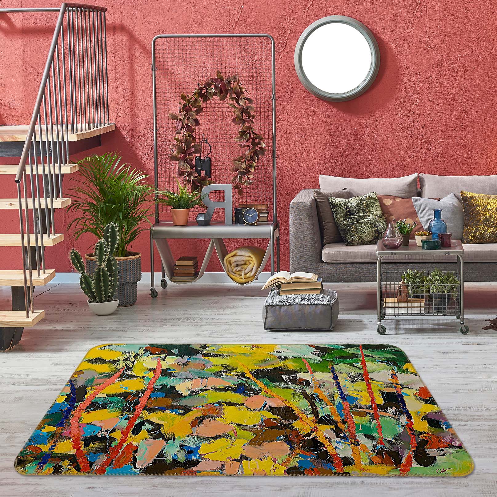 3D Color Graffiti 1022 Allan P. Friedlander Rug Non Slip Rug Mat