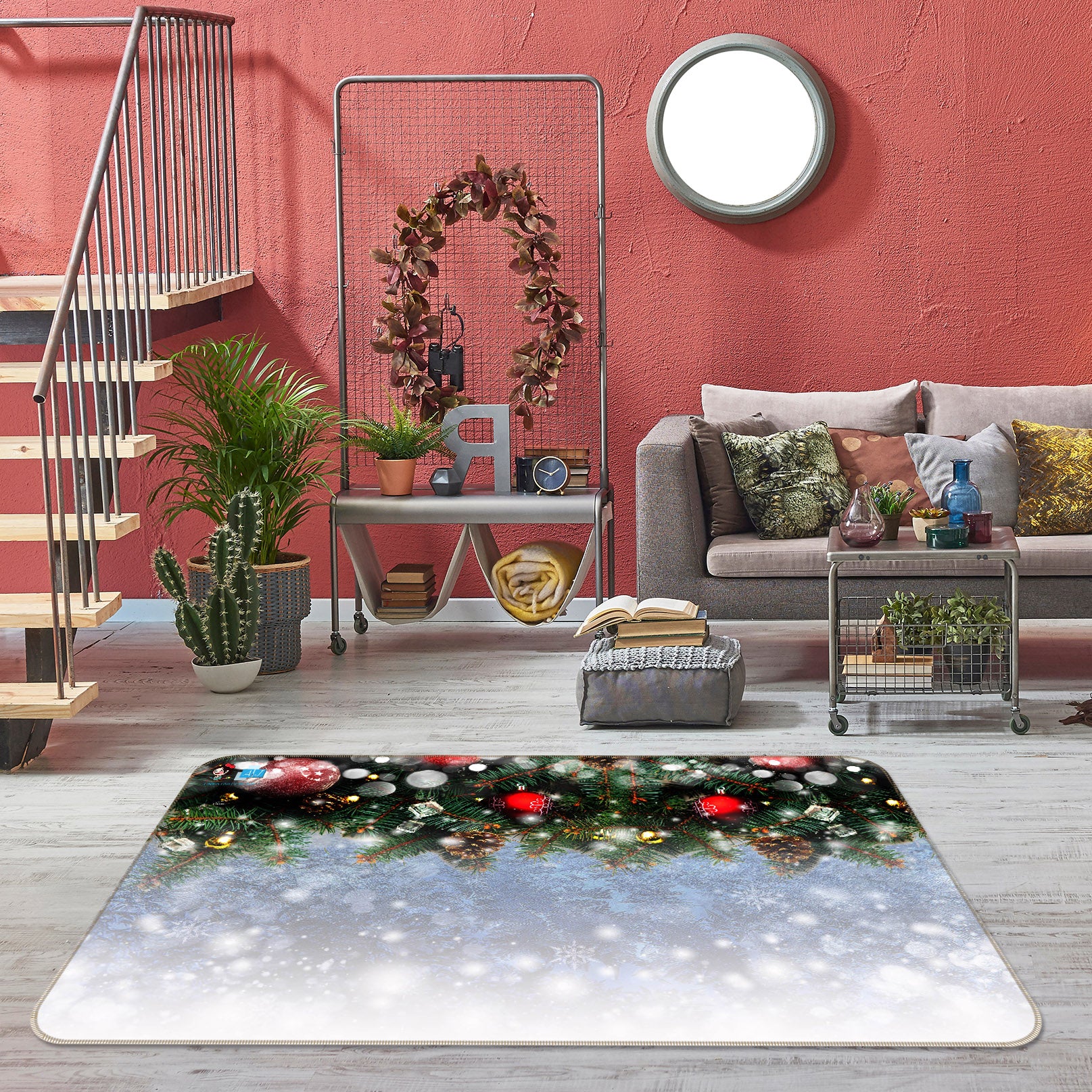 3D Snowflake 56251 Christmas Non Slip Rug Mat Xmas