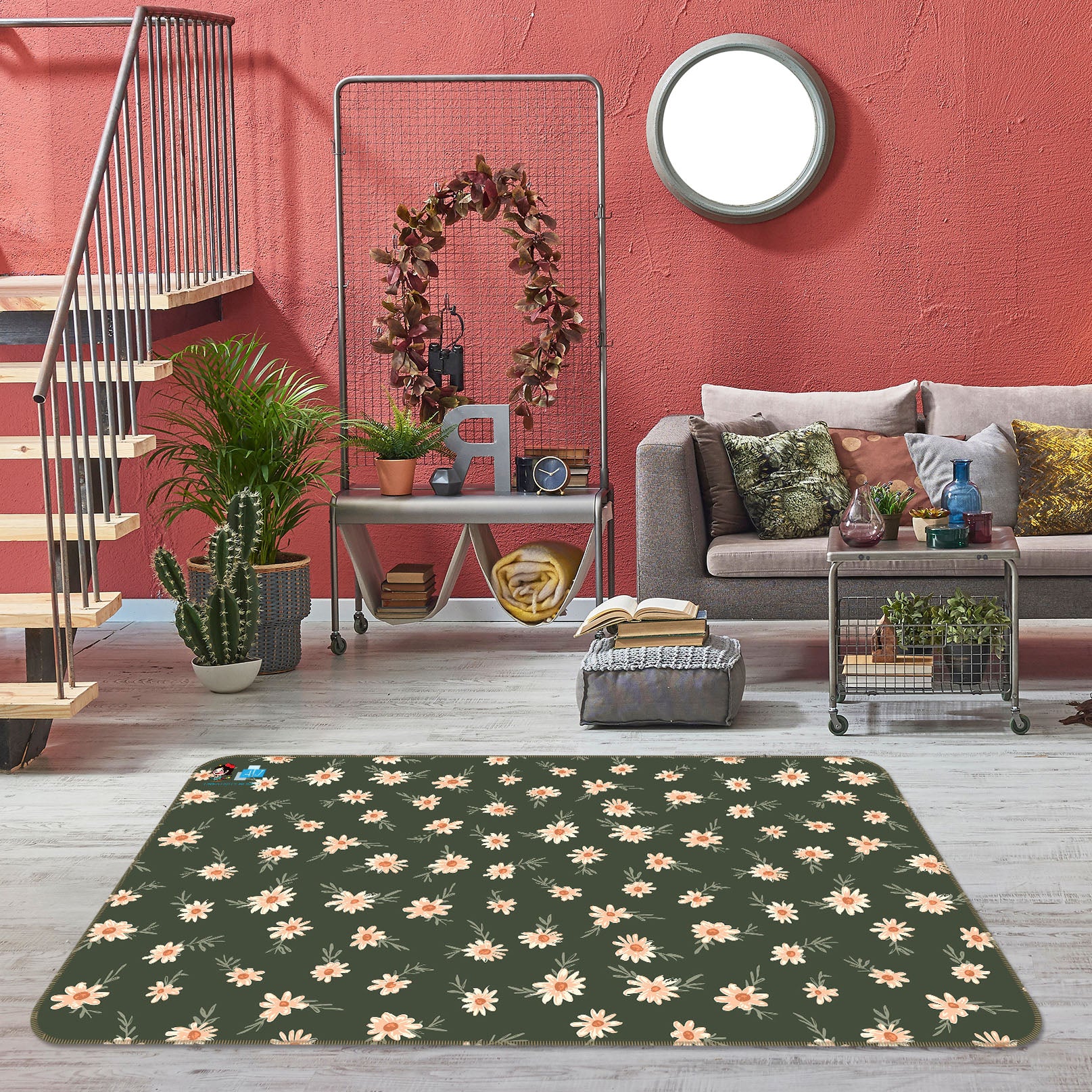 3D Small Daisy Pattern 107122 Kashmira Jayaprakash Rug Non Slip Rug Mat