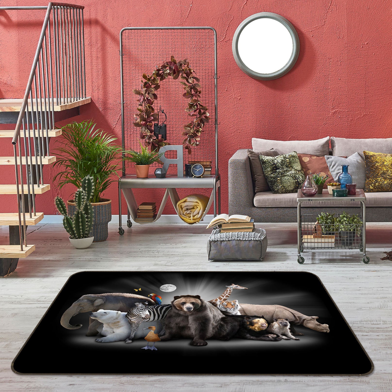 3D Elephant Bear 011 Animal Non Slip Rug Mat