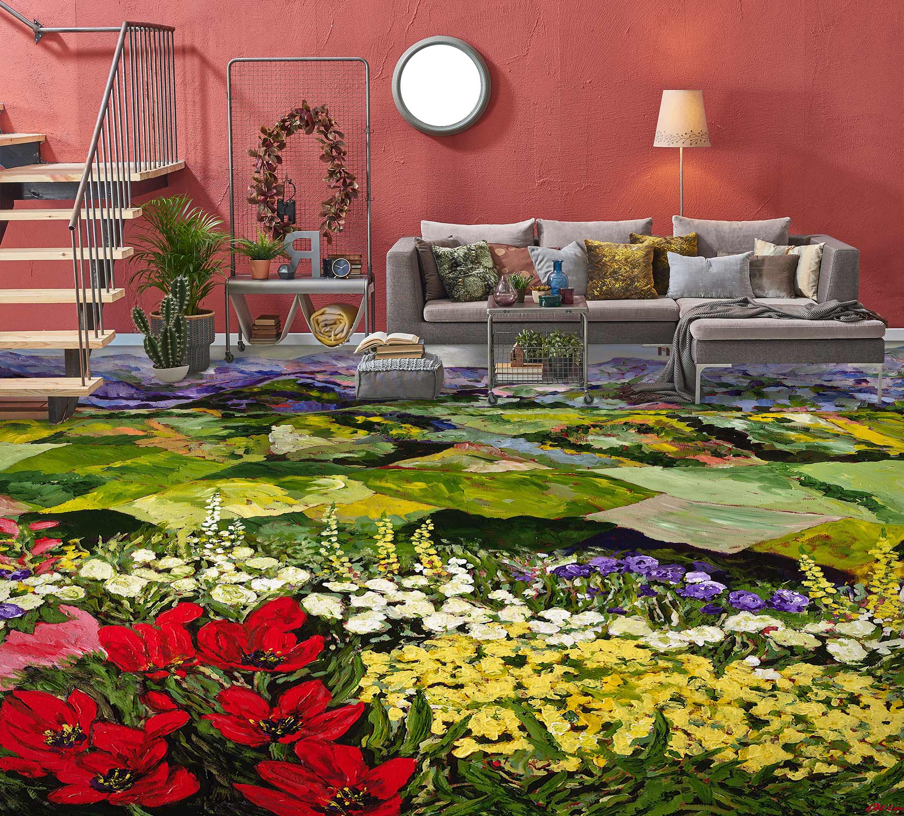 3D Field Colorful Flowers 9543 Allan P. Friedlander Floor Mural  Wallpaper Murals Self-Adhesive Removable Print Epoxy