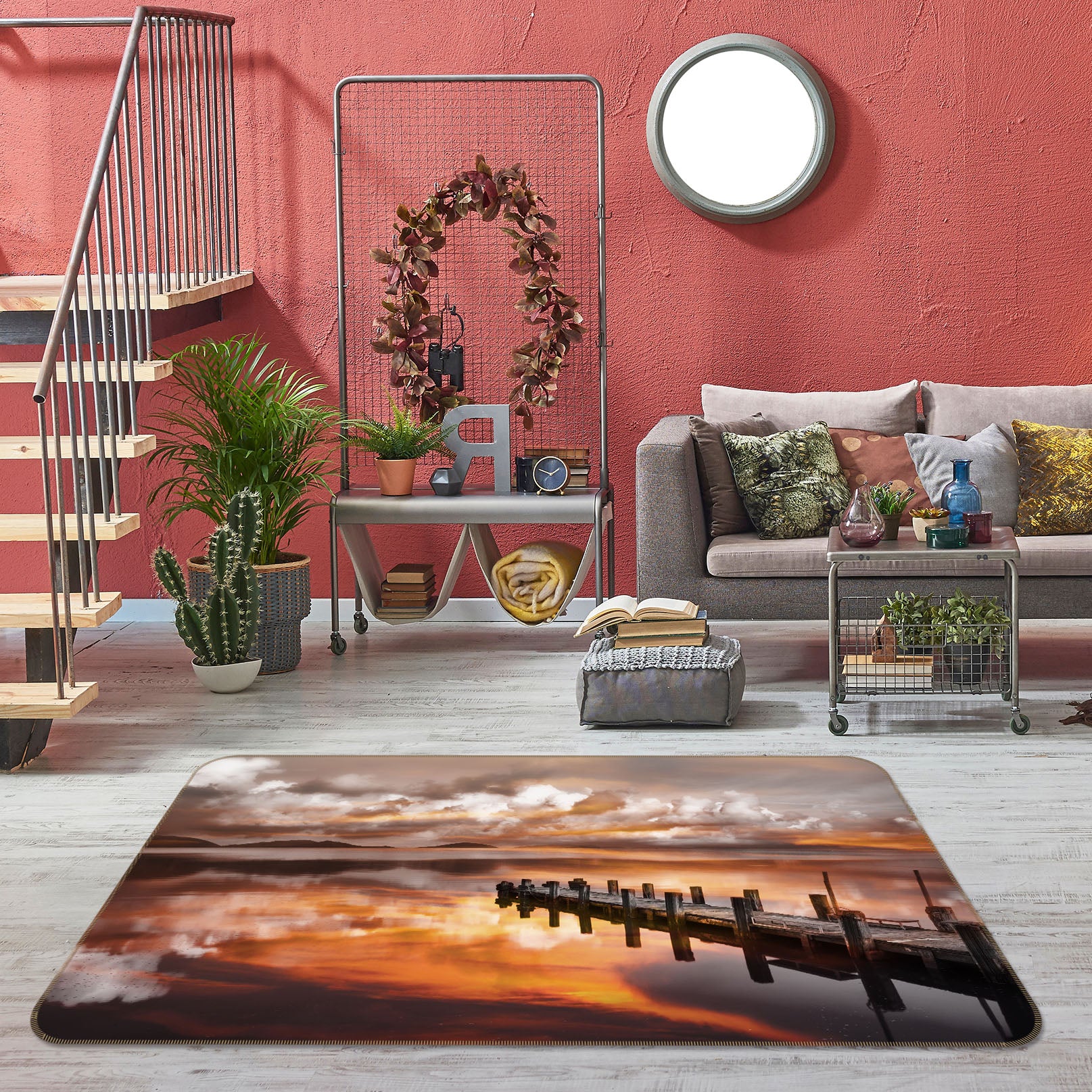 3D River Bridge 1155 Marco Carmassi Rug Non Slip Rug Mat