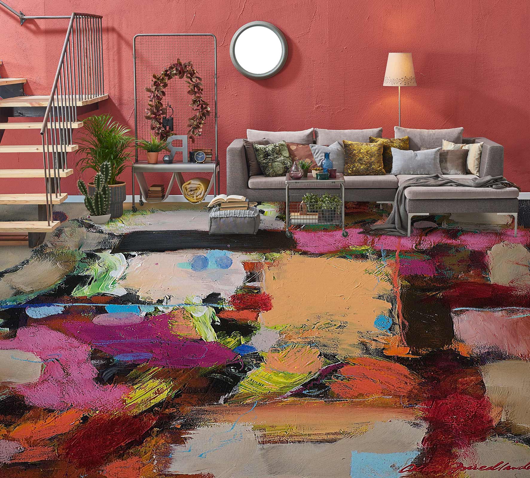 3D Color Paint Brush Pattern 9549 Allan P. Friedlander Floor Mural  Wallpaper Murals Self-Adhesive Removable Print Epoxy