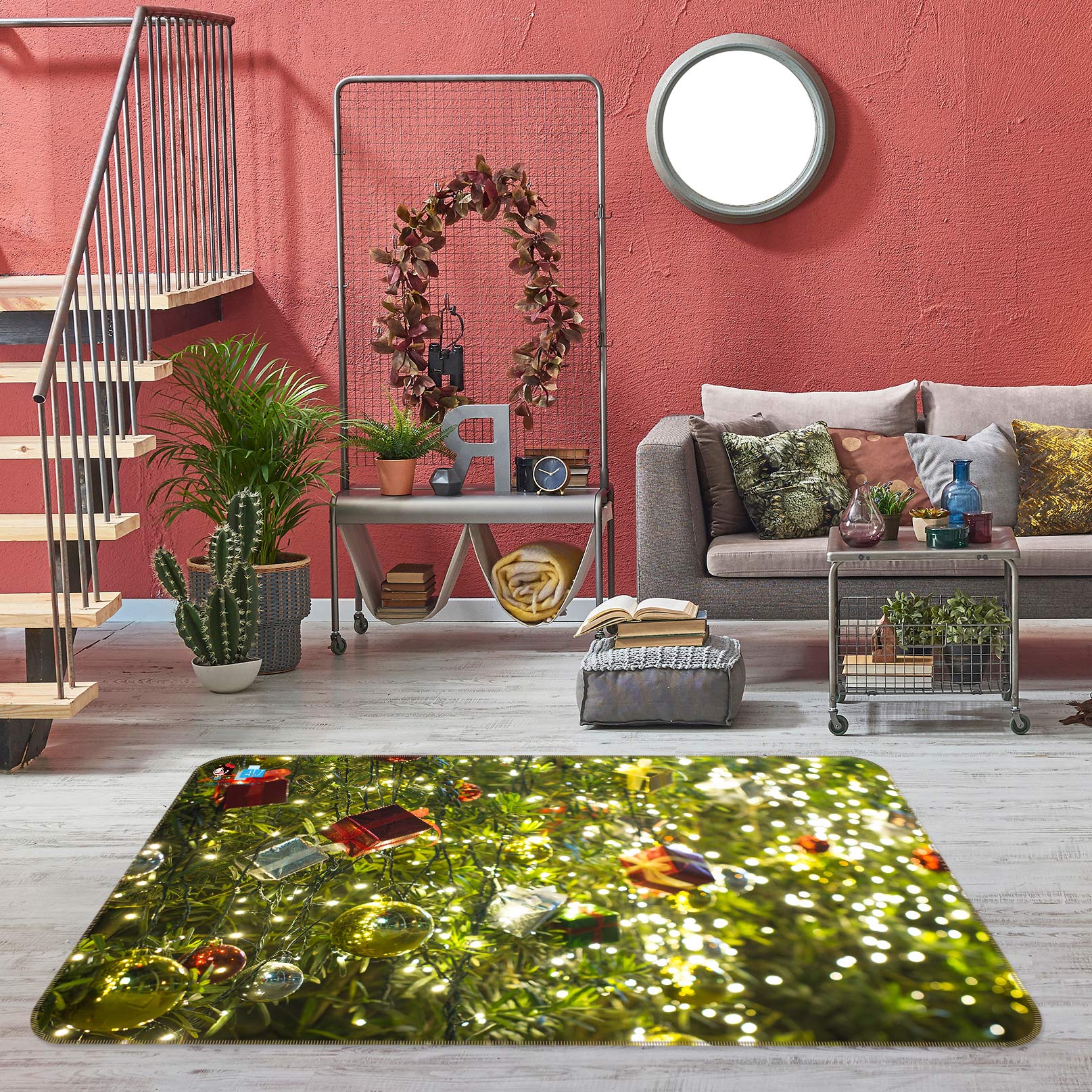 3D Tree Pendant 56138 Christmas Non Slip Rug Mat Xmas