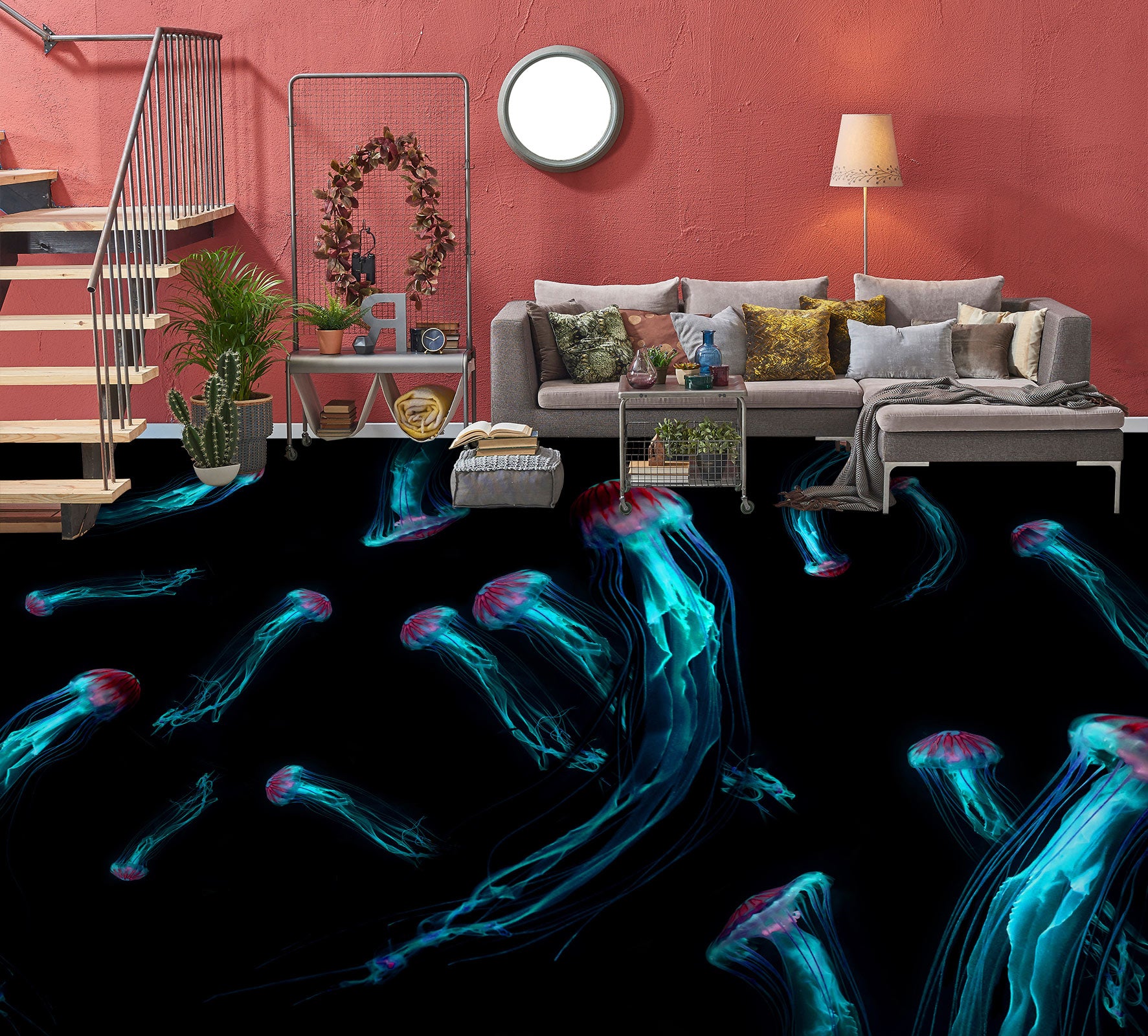 3D Psychedelic Jellyfish 687 Floor Mural  Wallpaper Murals Rug & Mat Print Epoxy waterproof bath floor