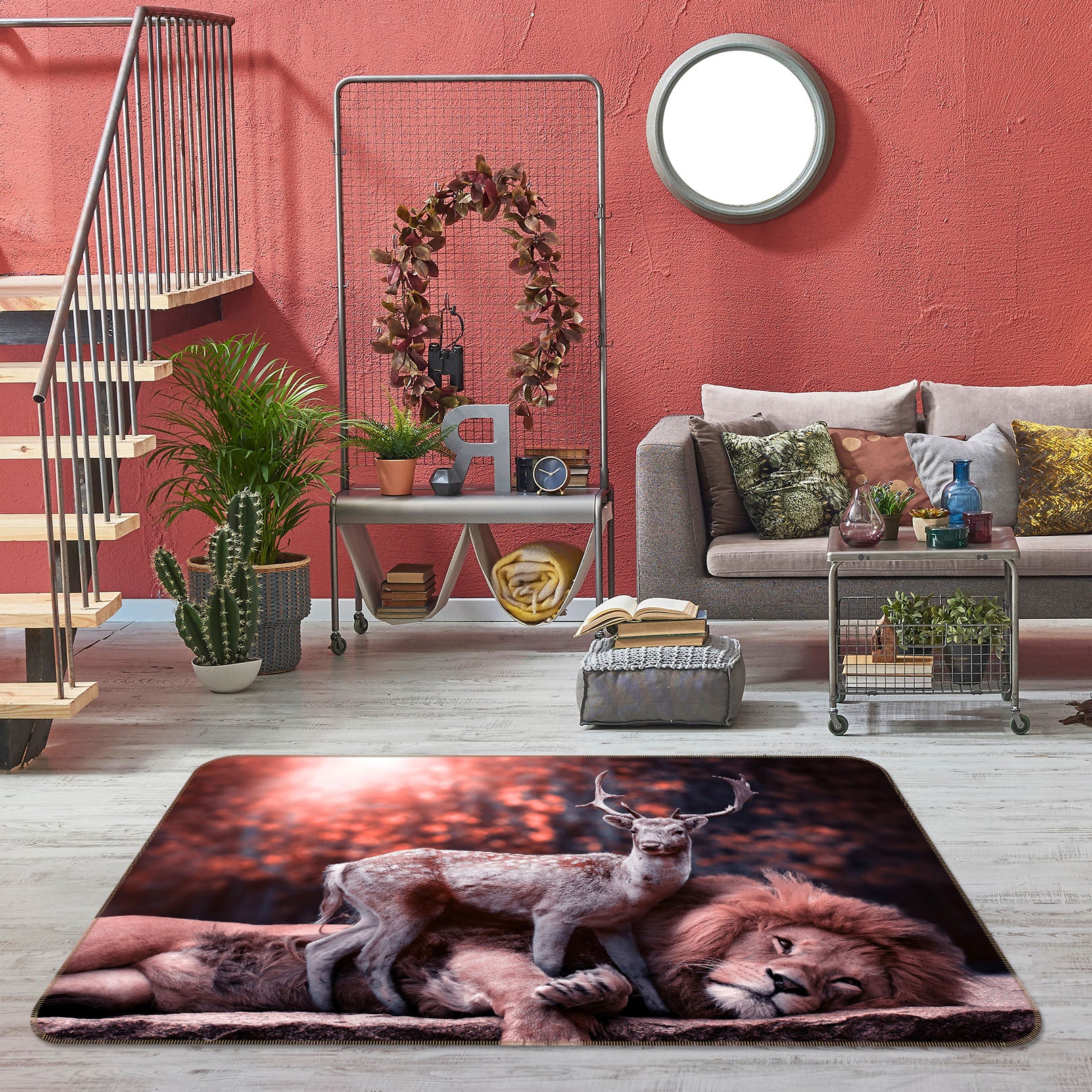 3D Fawn Lion 104 Animal Non Slip Rug Mat