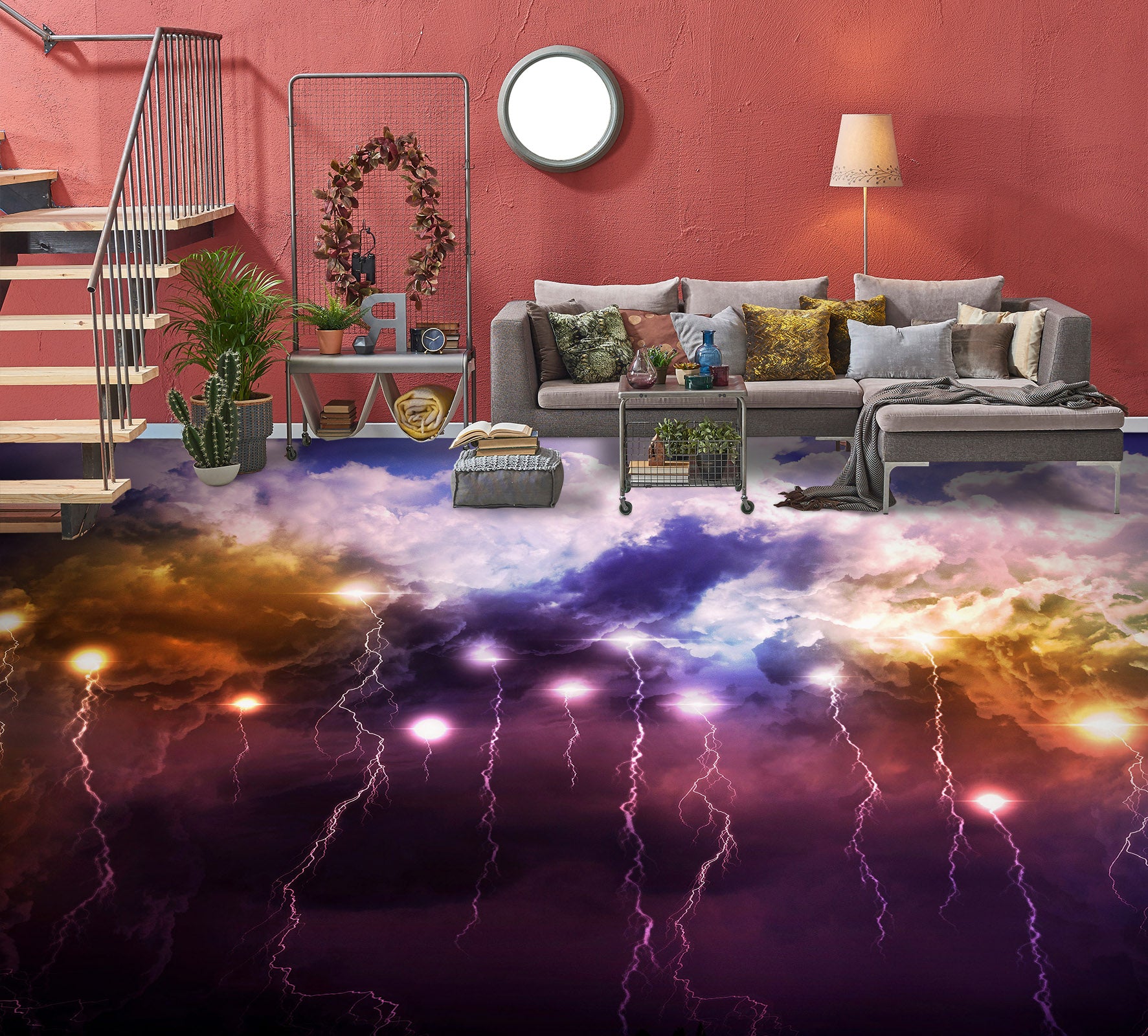 3D Purple Lightning 1468 Floor Mural  Wallpaper Murals Self-Adhesive Removable Print Epoxy