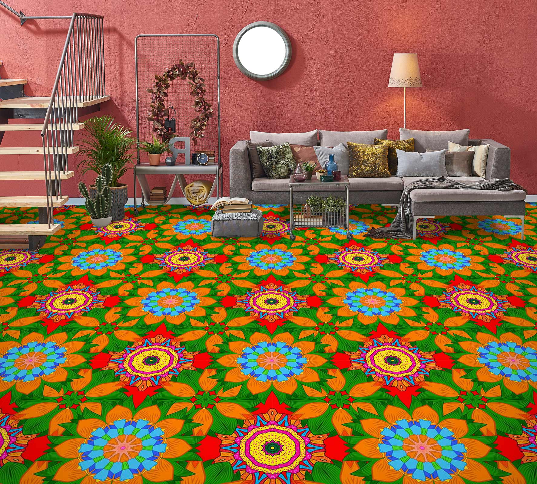 3D Strong Color Pattern 643 Floor Mural  Wallpaper Murals Rug & Mat Print Epoxy waterproof bath floor