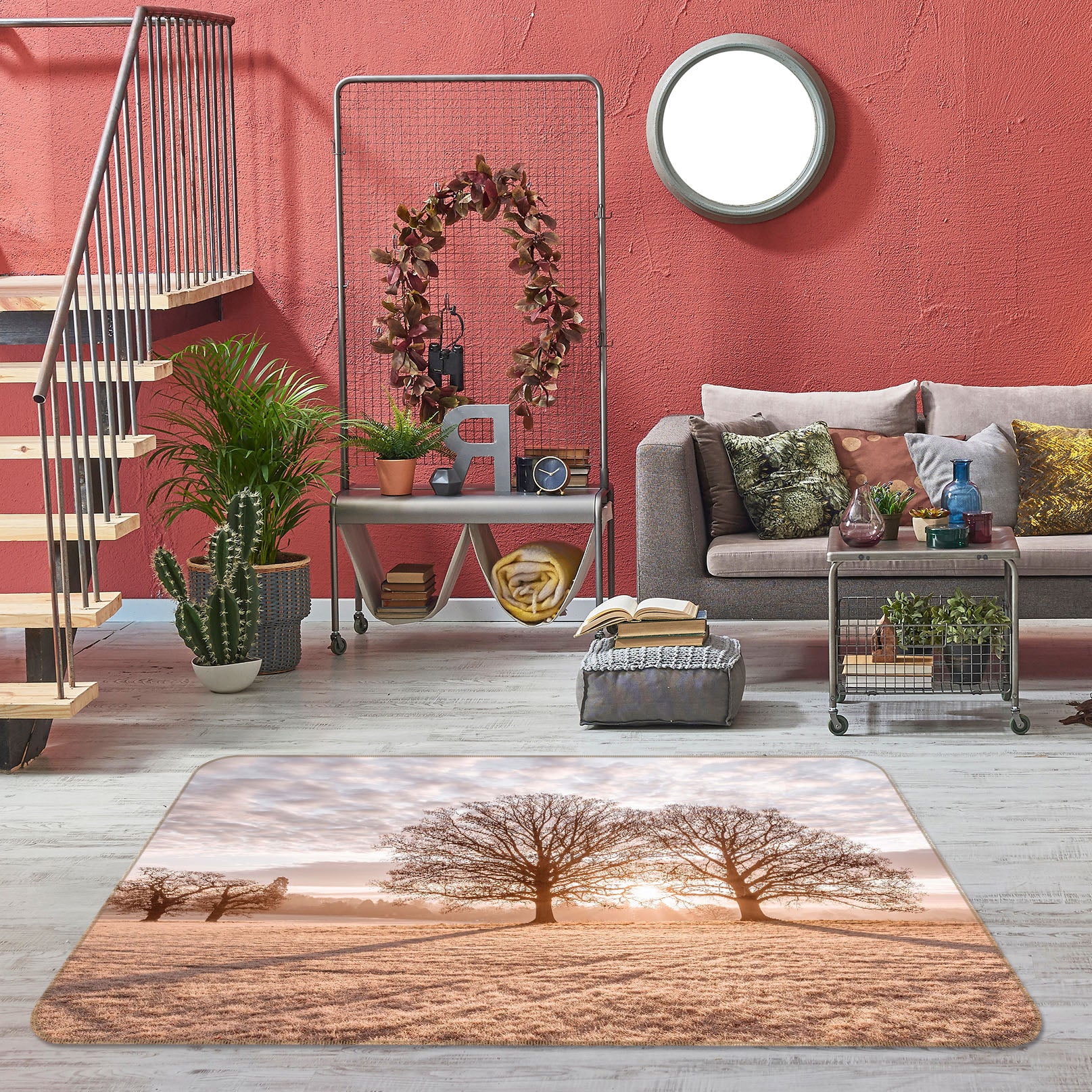 3D Evening Tree 167 Assaf Frank Rug Non Slip Rug Mat