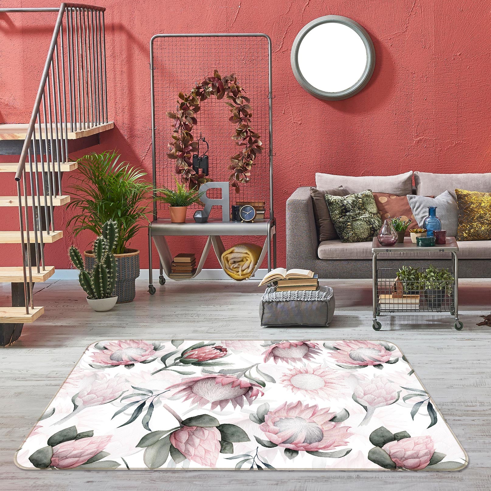 3D Pink Chrysanthemum 104 Uta Naumann Rug Non Slip Rug Mat