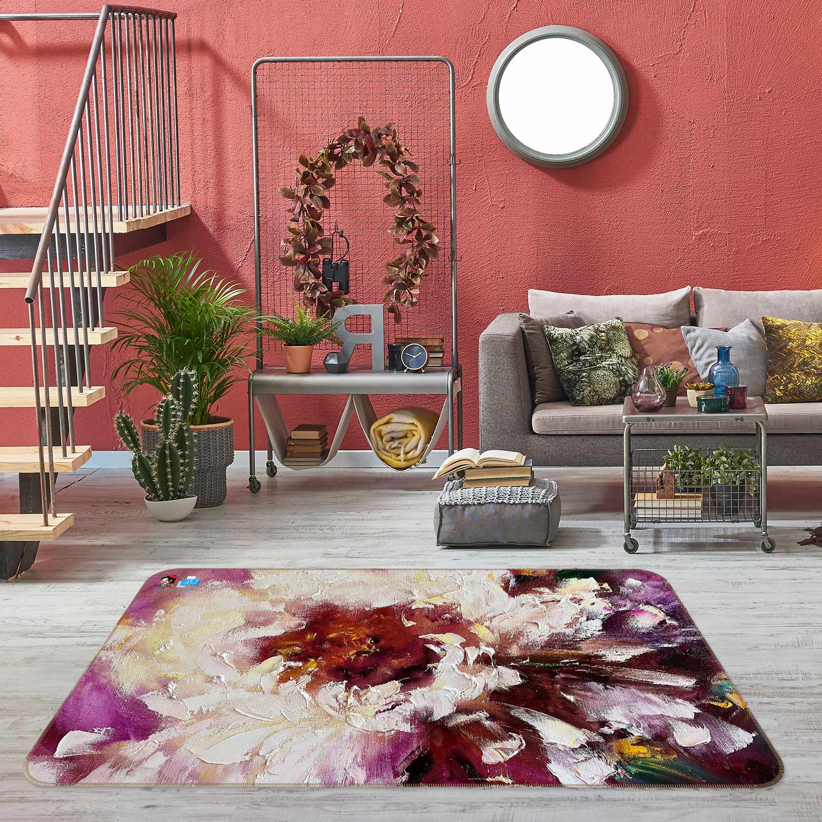 3D Painted Flowers 1106 Skromova Marina Rug Non Slip Rug Mat