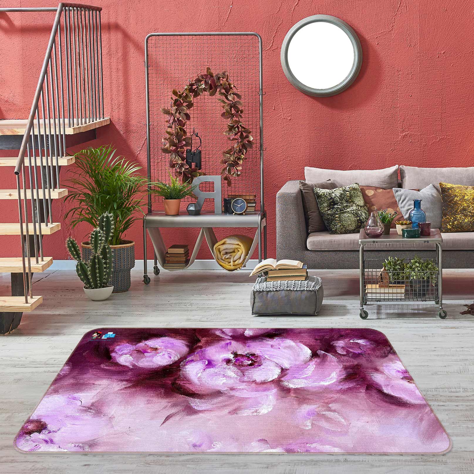 3D Purple Rose 1124 Skromova Marina Rug Non Slip Rug Mat