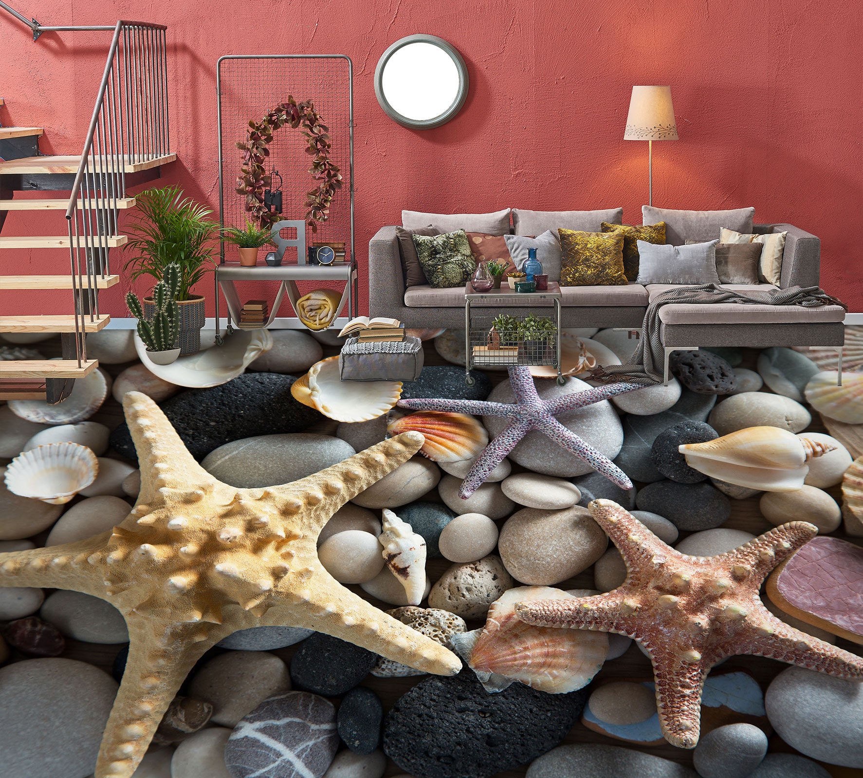 3D Three Big Starfish 638 Floor Mural  Wallpaper Murals Rug & Mat Print Epoxy waterproof bath floor