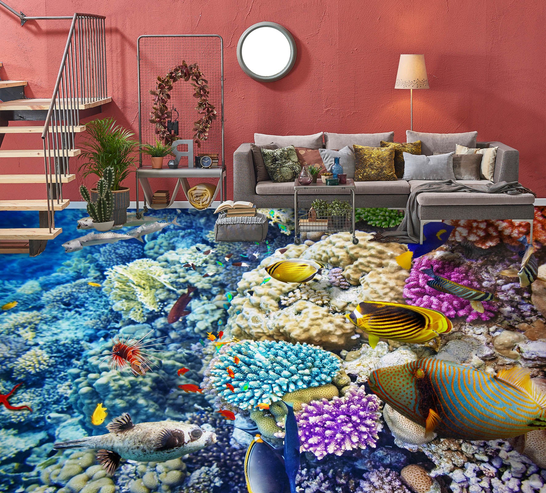 3D Light Blue Coral 708 Floor Mural  Wallpaper Murals Rug & Mat Print Epoxy waterproof bath floor