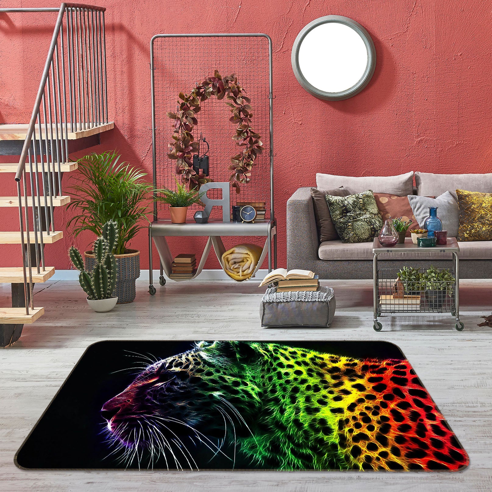 3D Color Leopard 147 Animal Non Slip Rug Mat