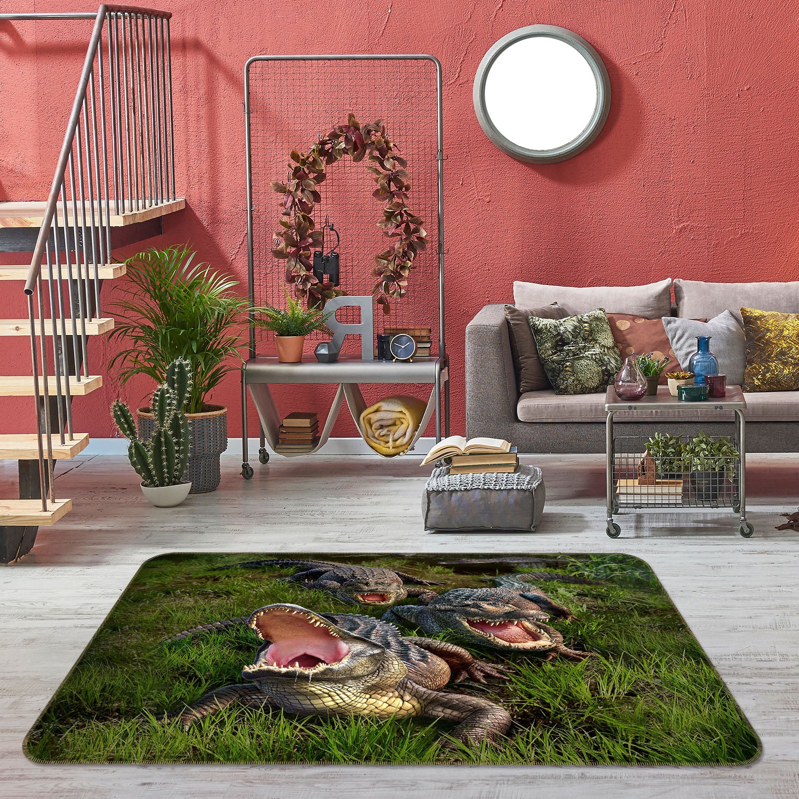 3D Crocodile Mouth 1051 Jerry LoFaro Rug Non Slip Rug Mat